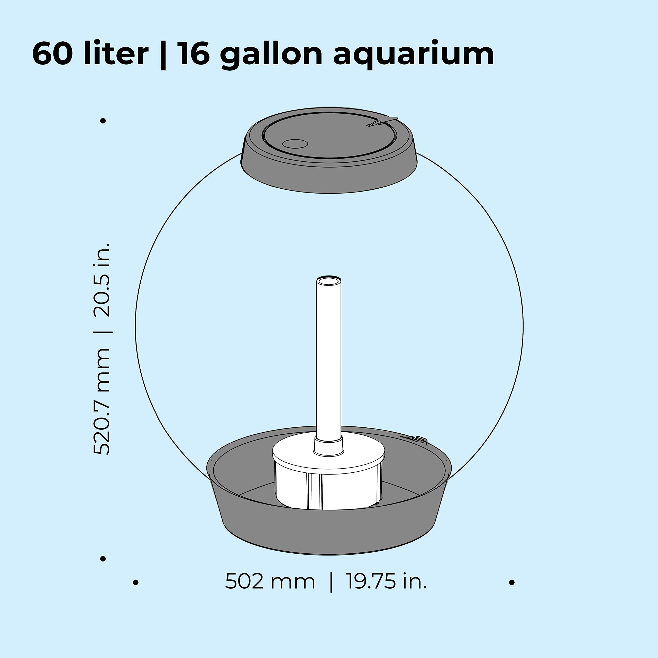 biOrb Classic 60 Acrylic 16-Gallon Aquarium with Multi-Color Remote-Controlled LED Lights Modern Tank for Tabletop Display, Silv