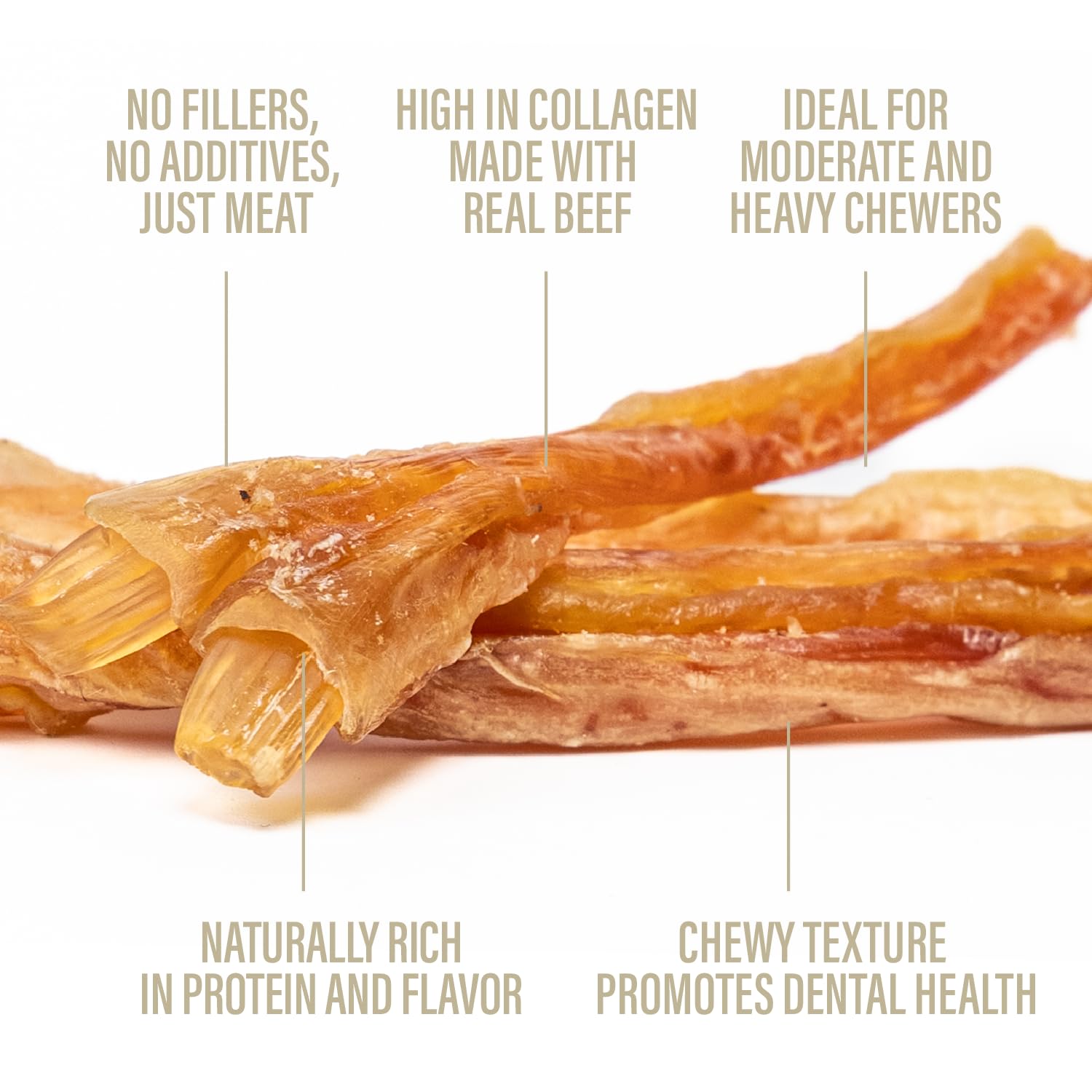 Chewers Joy Beef Tendons 5-6 (4oz) - Natural Dog Treats - Single Ingredient Long-Lasting Chews, High Protein