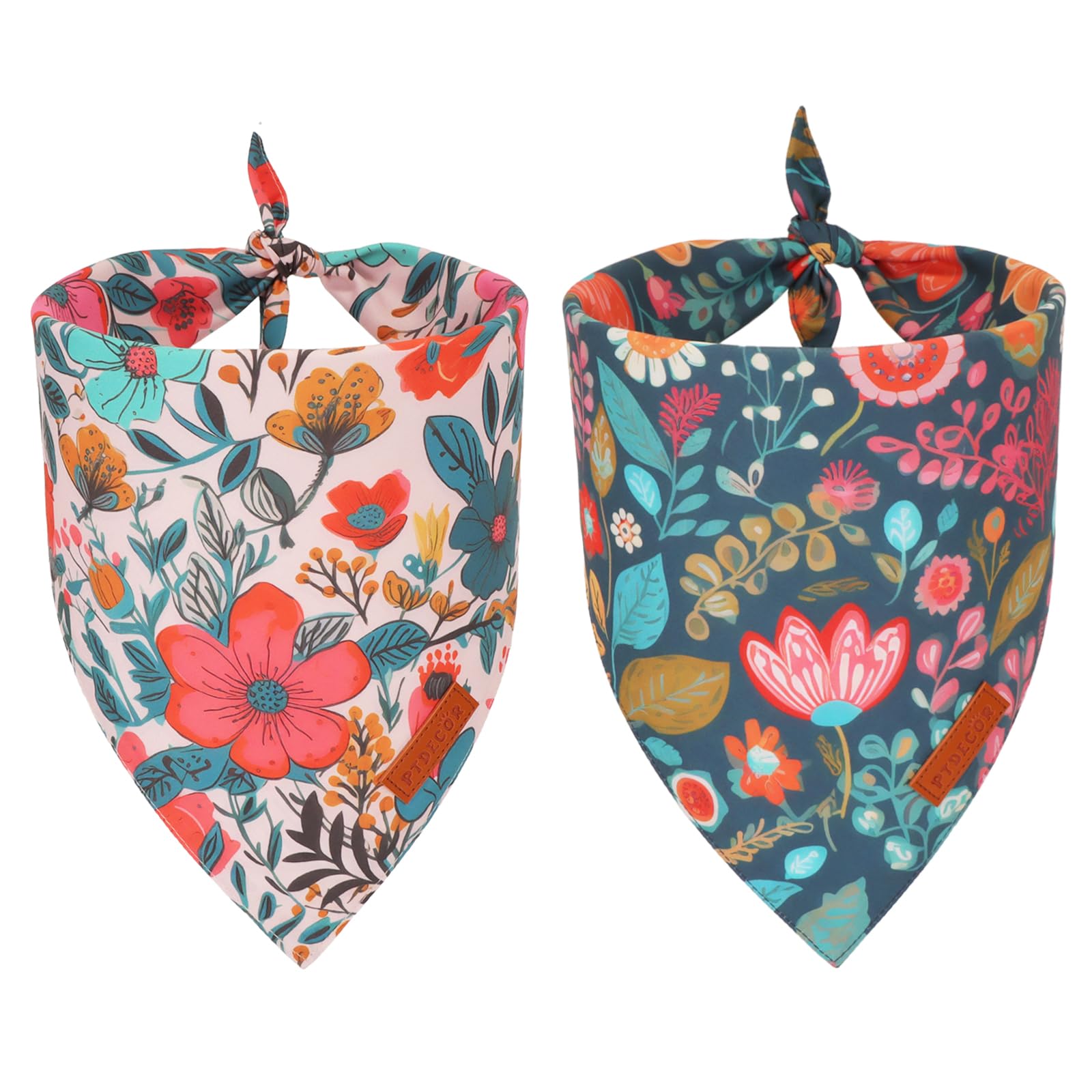 Ptdecor Flower Dog Bandana,2 Pcs Floral Reversible Dog Scarf, Multi Size, Triangle Pet Bandanas For Small Dogs (Flower, Small)