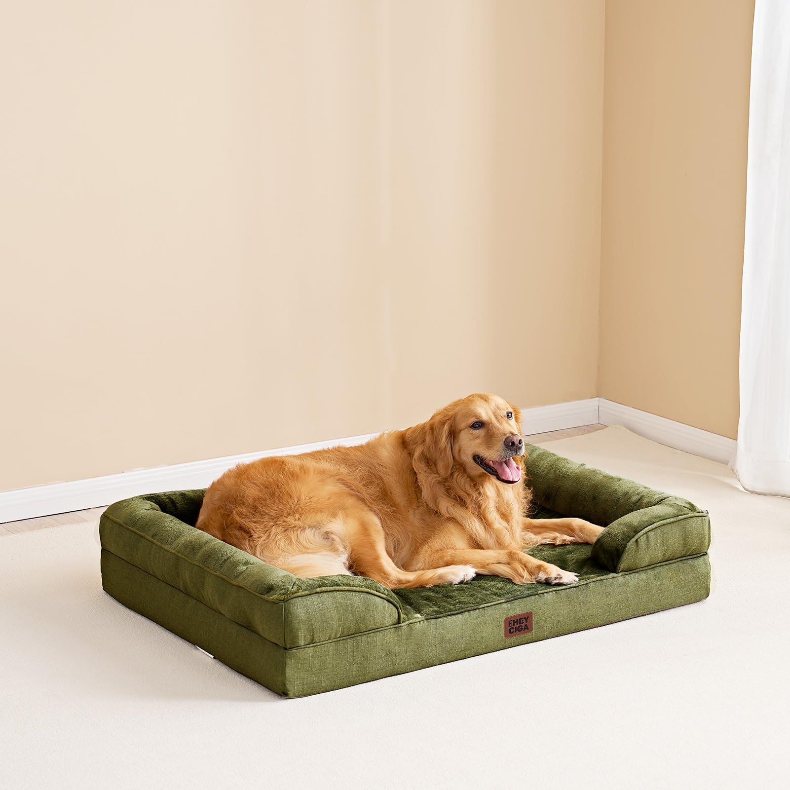 EHEYCIGA Orthopedic Dog Beds for Extra Large Dogs 44x32Inch, Waterproof Memory Foam XL Pet Bed with Sides, Non-Slip and Egg-Crat