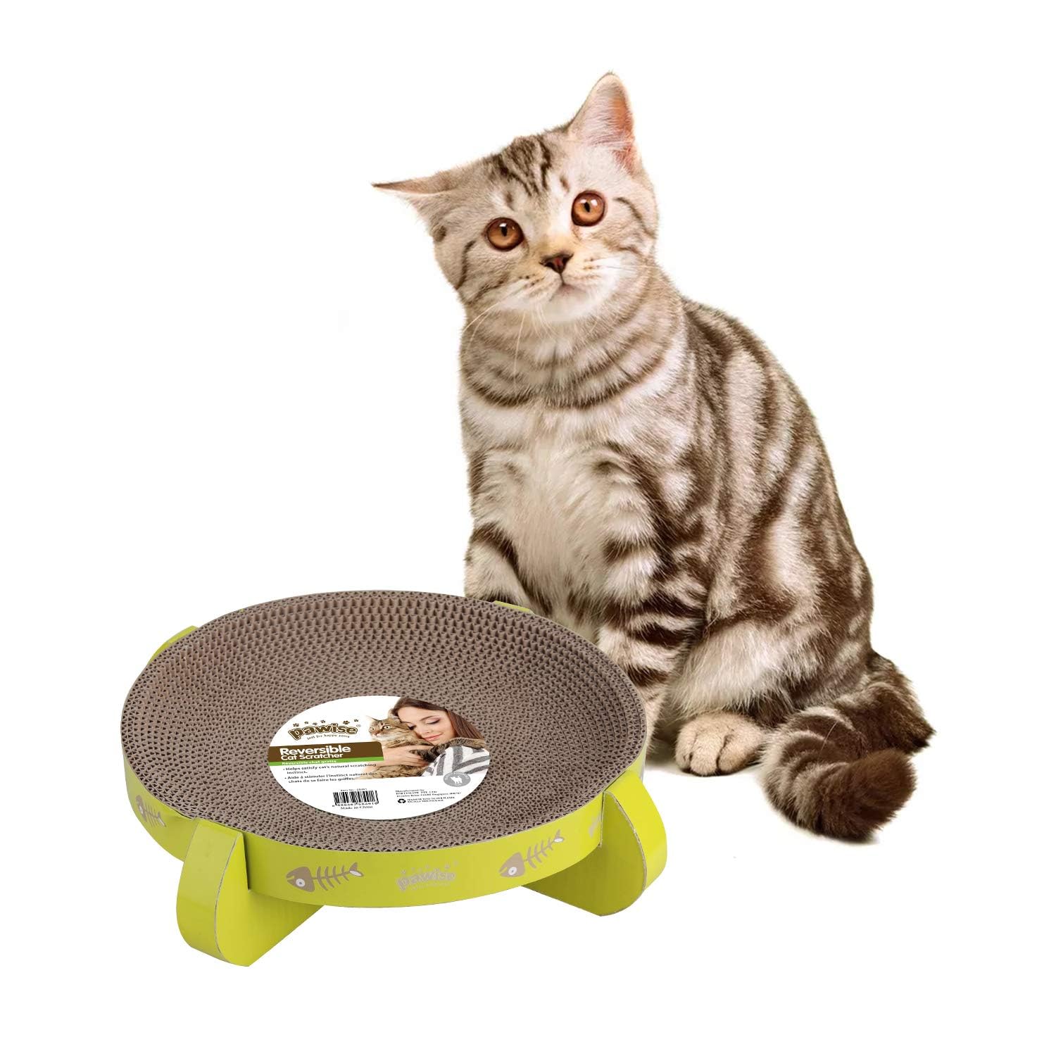 Pawise Ufo Style Cat Scratcher Cardboard Pad, Reversible Scratching Lounge & Relaxing Bowl For Cats