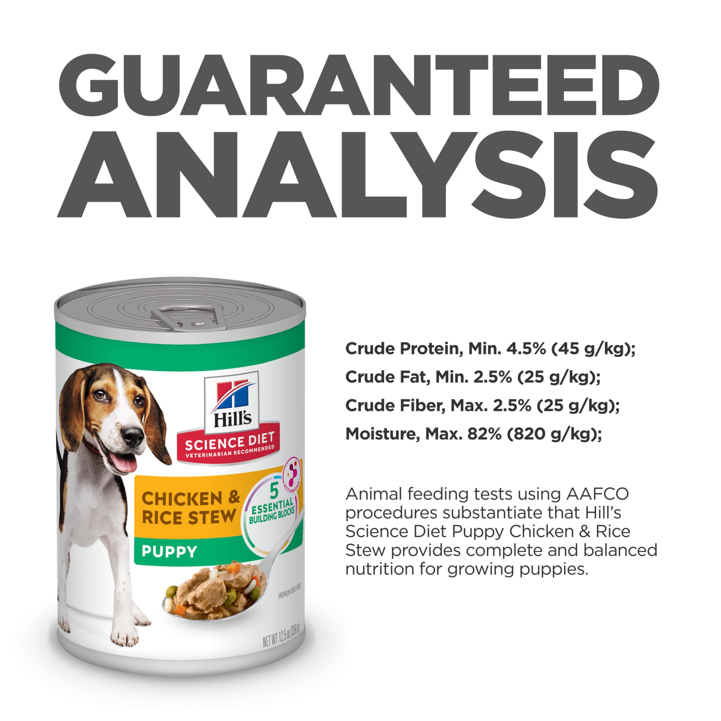 Hills Science Diet Puppy, Puppy Premium Nutrition, Wet Dog Food, Chicken & Rice Stew, 12.5 oz Can, Case of 12