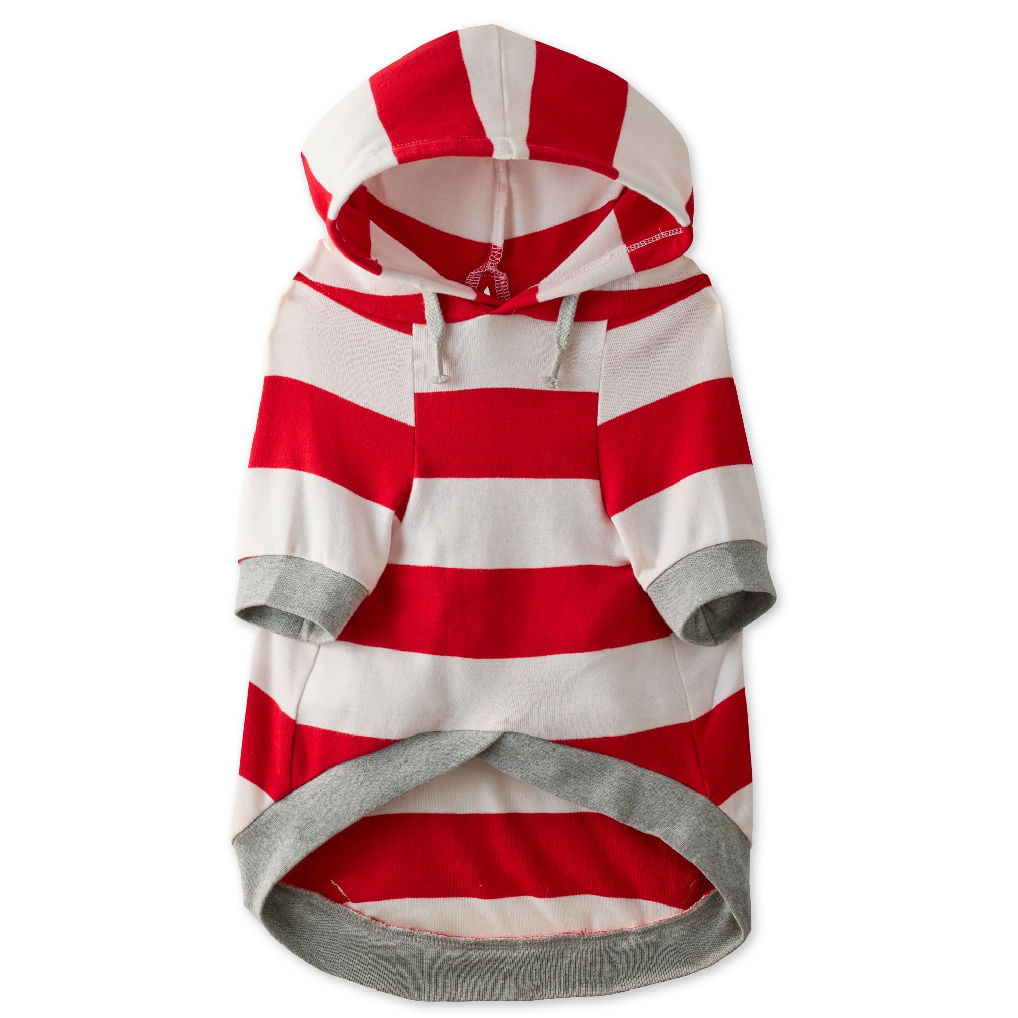 Pet Passion 100% Organic Cotton Dog Hoodie Pet Coat for Small, Medium and Large Dogs, Red Sold Stripe, Medium