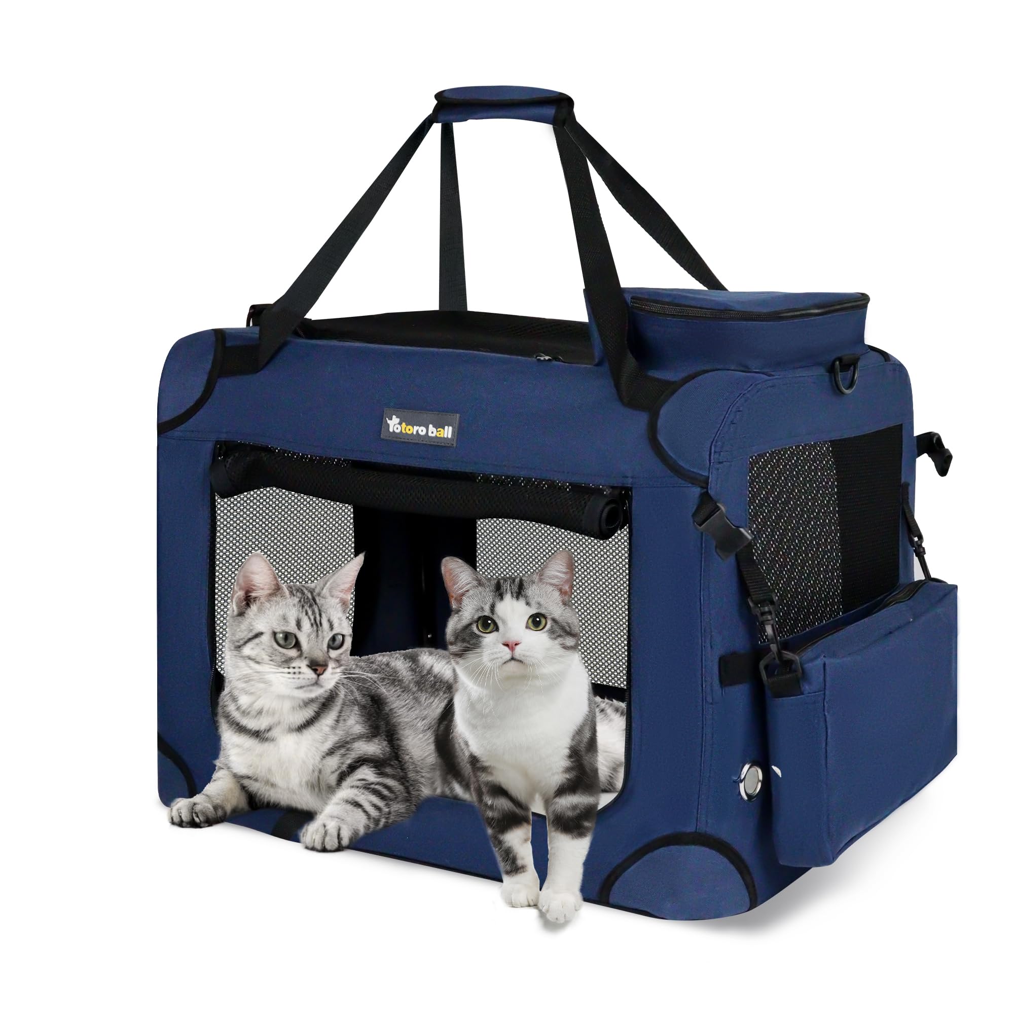Totoro Ball Extra Large Cat Carrier For 2 Cats Collapsible Soft Pet Xl Crate For Large/Medium Cats 20Lbs Car Travel Portable Bag