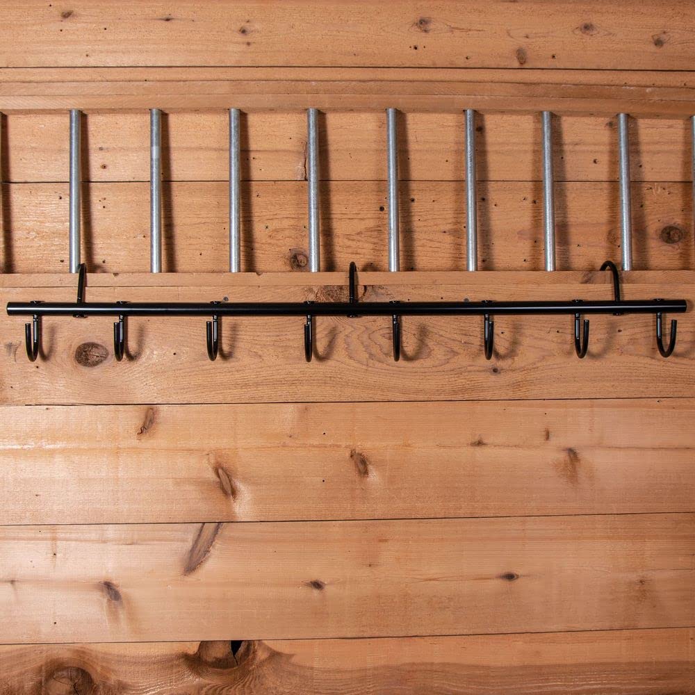 Easy-Up 8 Hook Tack Rack | Versatile And Organized Storage | Heavy Gauge Steel With Black Satin Finish | Fits Over Stall Or Trai