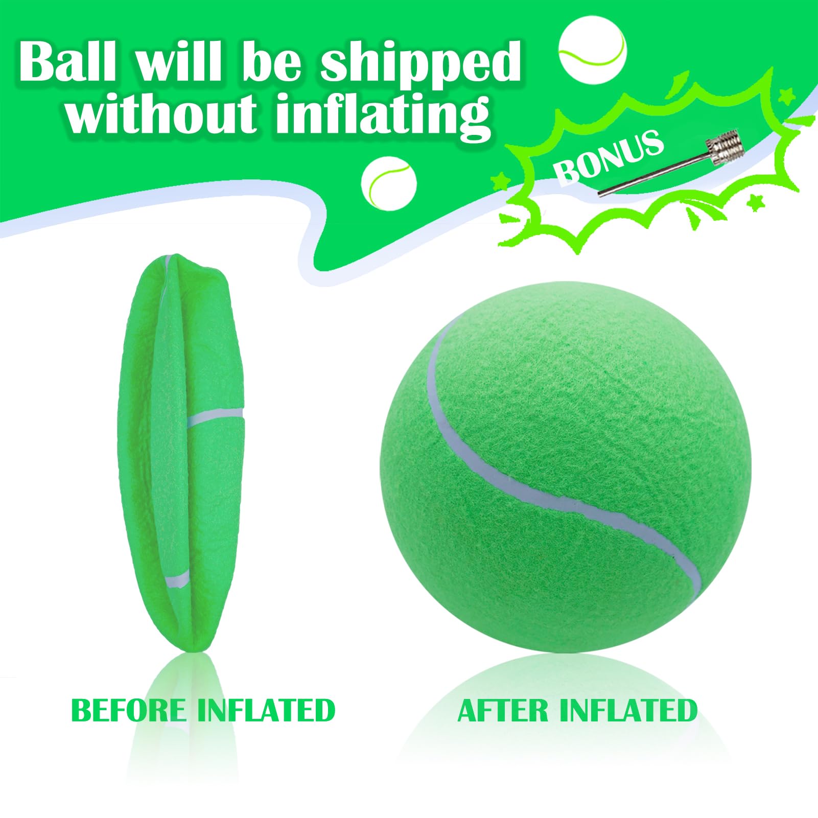 Banfeng Giant 8'' Dog Tennis Ball Big Pet Toys Outdoor Sports Ball Interactive Dog Toy For Small Medium Large Dog(Green)