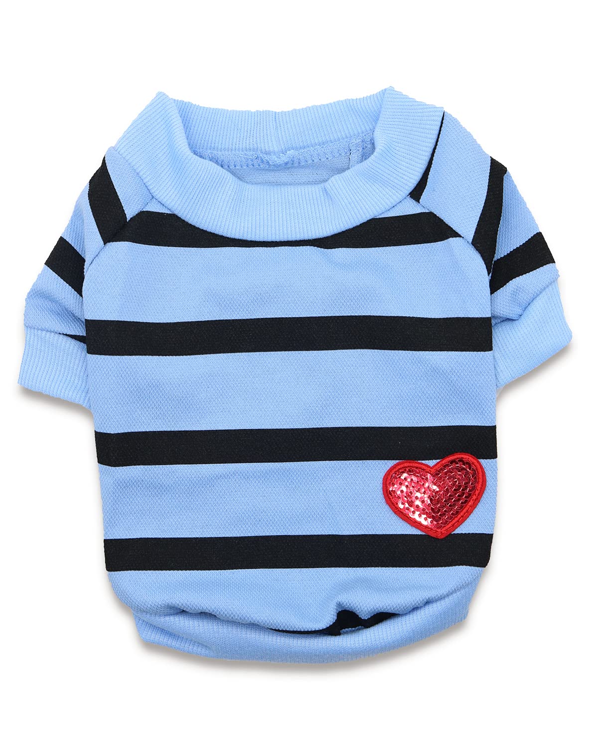 Pet Sweater Striped Dog Clothes Medium Dogs T Shirts Boston Bulldog Sweatshirt, Xl, Blue