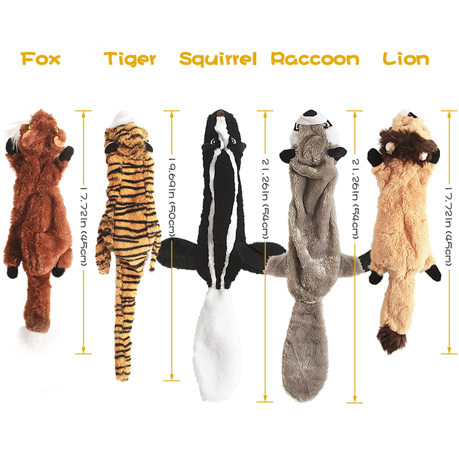 FIREOR Dog Squeak Toys - No Stuffing Plush Chew Toy, 5 Pack for Small to Large Breeds, Durable, Squeaky, Available in Multiple Colors