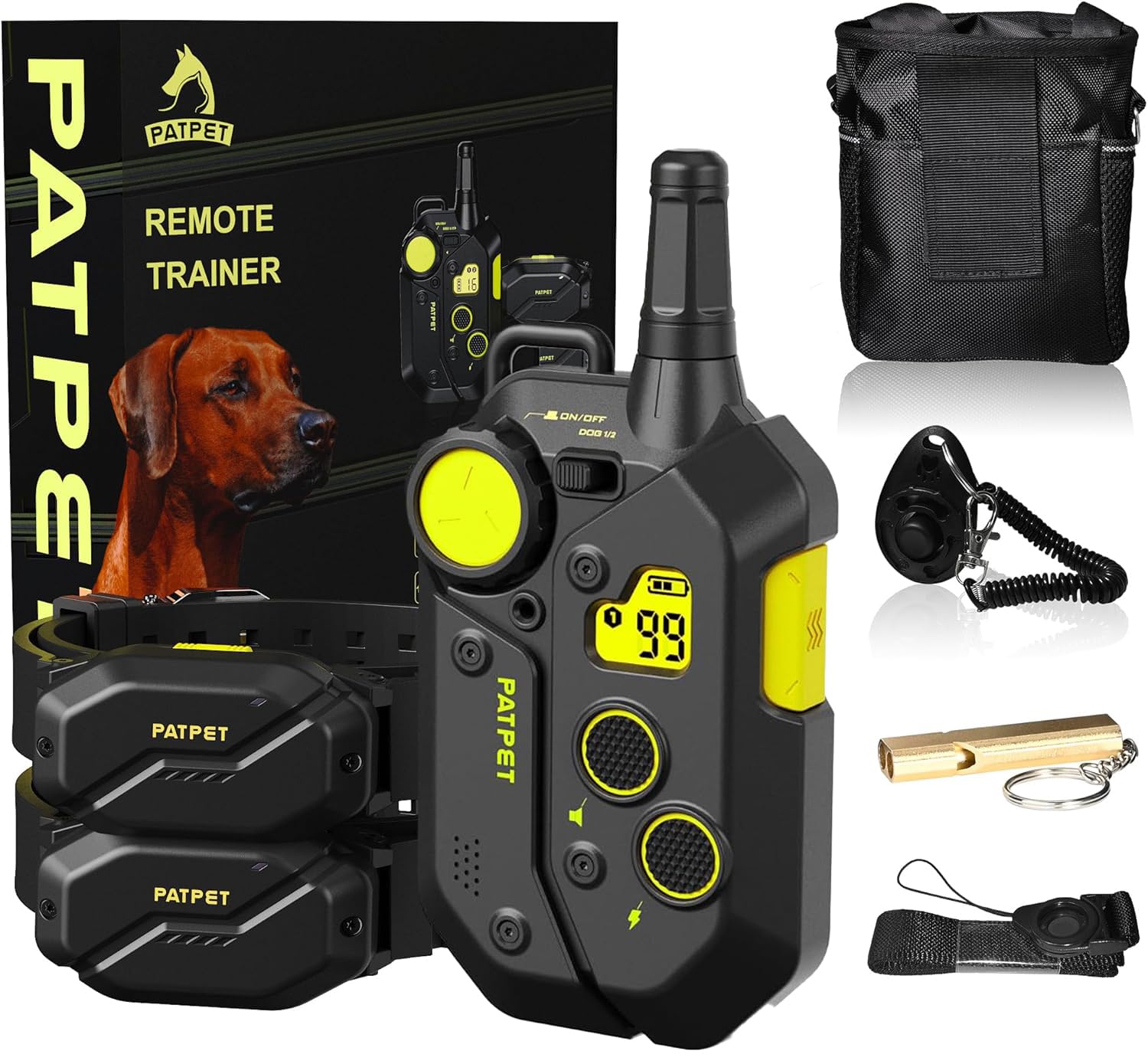 Patpet Dog Training Collar, 1.2 Mile Range 101 Training Levels Dog Shock Collar With Remote Control (15-150 Lbs), Waterproof 100
