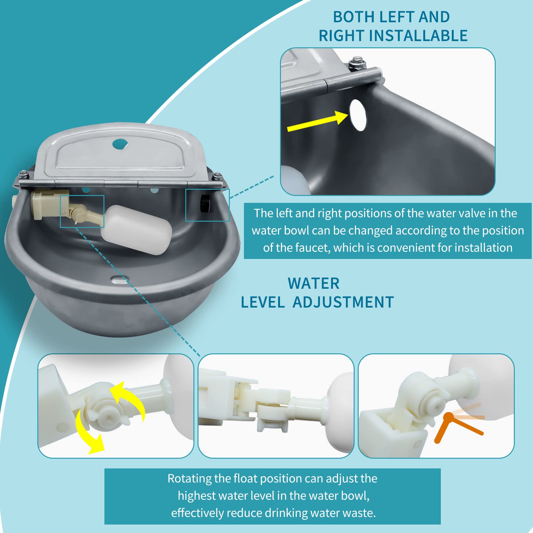 Automatic Animal Drinking Water Bowl, 304 Stainless Steel Waterer For Dog Horse Goat Pig Cow, Livestock Water Trough Dispenser W