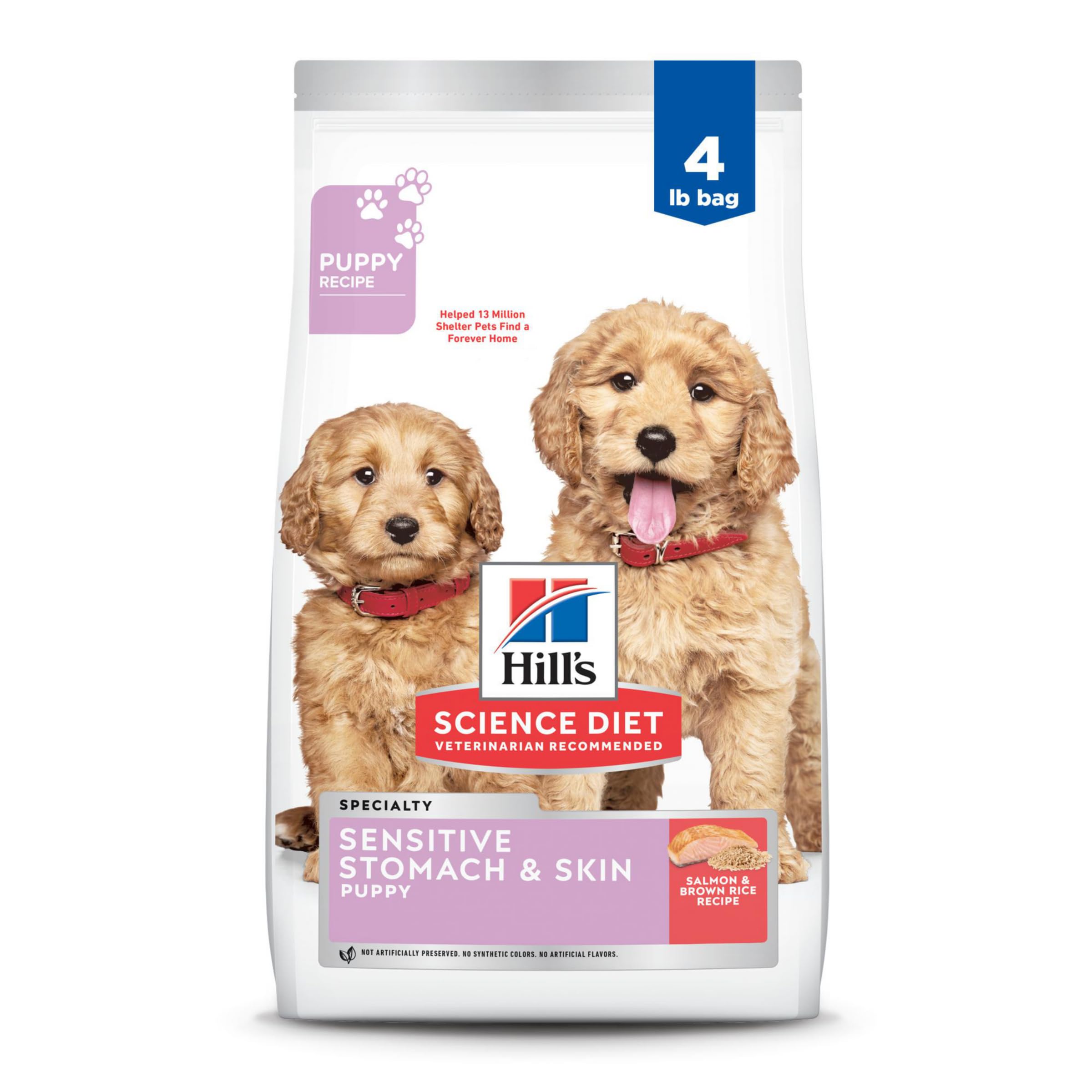 Hills Science Diet Sensitive Stomach & Skin, Puppy, Stomach & Skin Sensitivity Support, Dry Dog Food, Salmon & Brown Rice, 4 lb