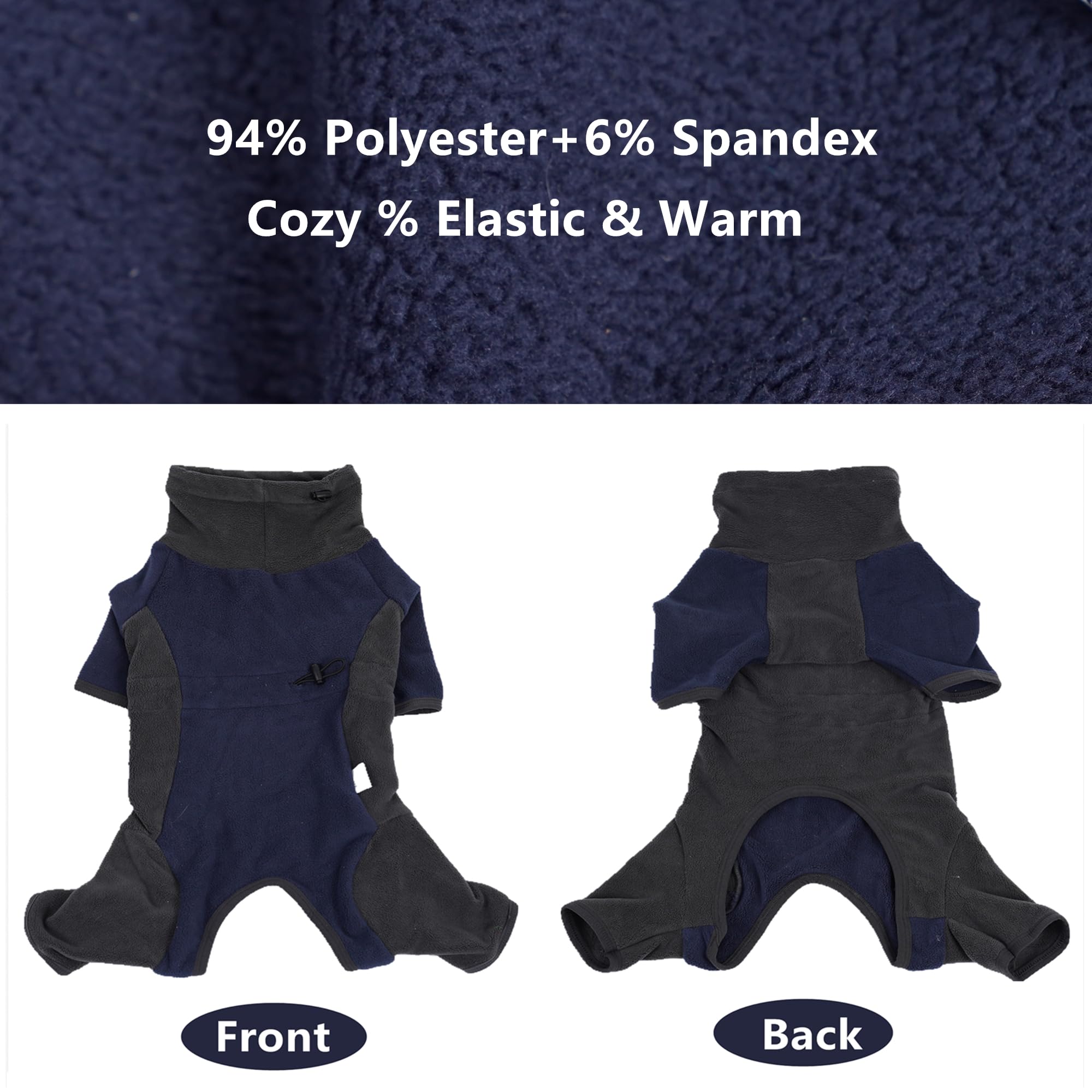 Pinellia Winter Coat - Warm Fleece Dog Jacket, Full Body Pajamas Onesie for Medium to Large Dogs. Windproof, Cold Weather Protec