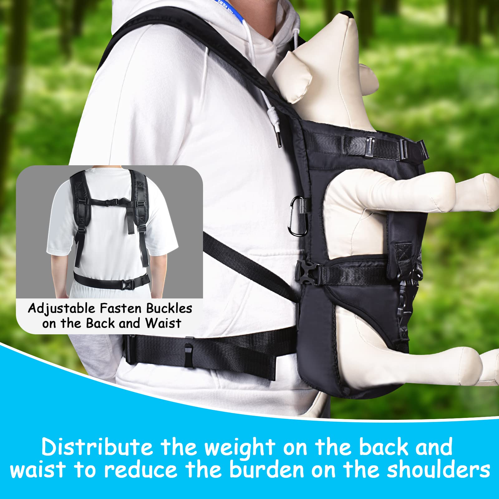 Petbonus Pet Front Dog Carrier Backpacks, Adjustable Dog Backpack Carrier, Legs Out Easy-Fit Dog Chest Carrier For Medium Small Dogs, Hands Free Dog Front Carrier For Hiking, Cycling (Black, L)