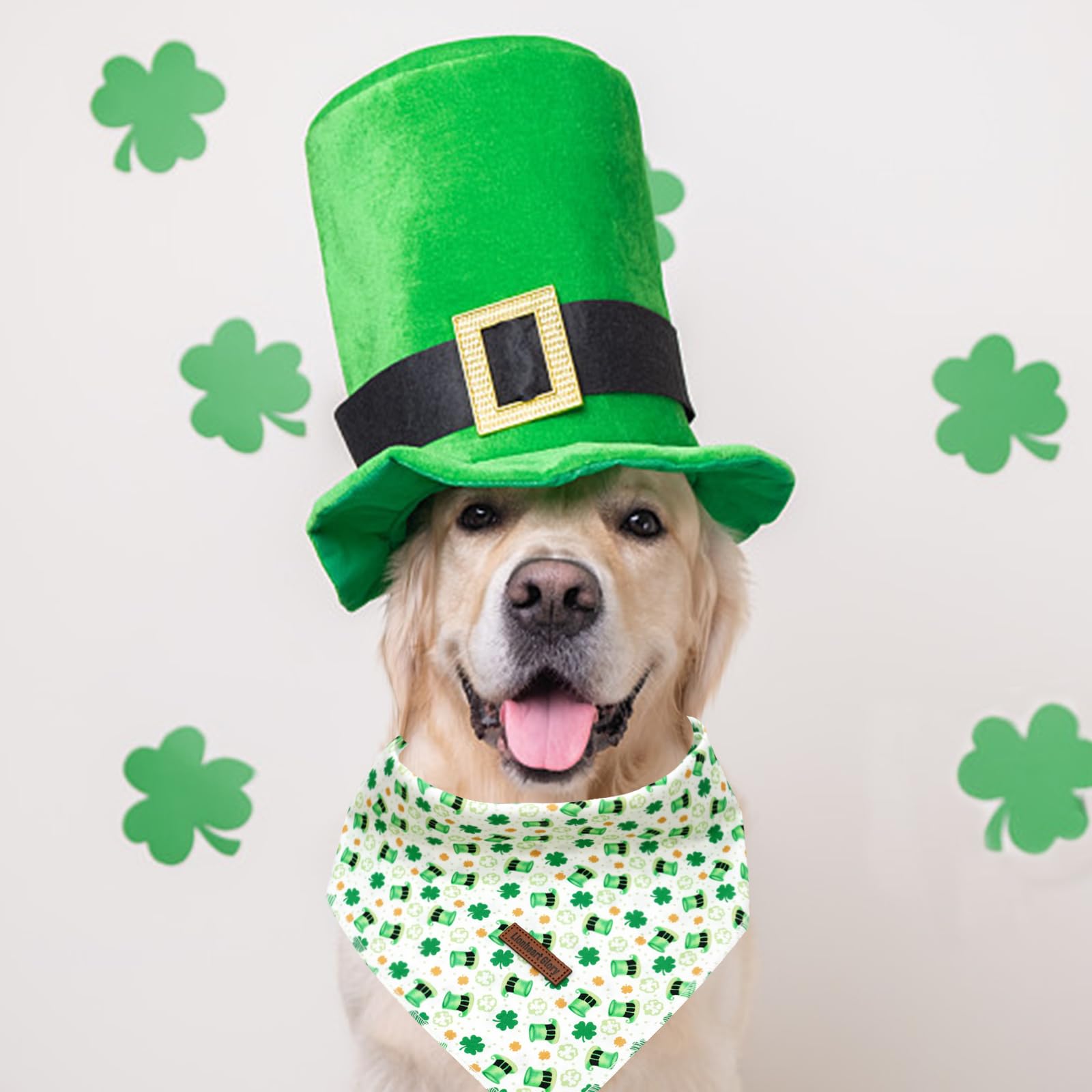 Lionheart Glory St Patricks Dog Bandana 1 Pack Washable Soft Dog Scarf, Square Adjustable Dog Bandanas For Small Dogs And Cats