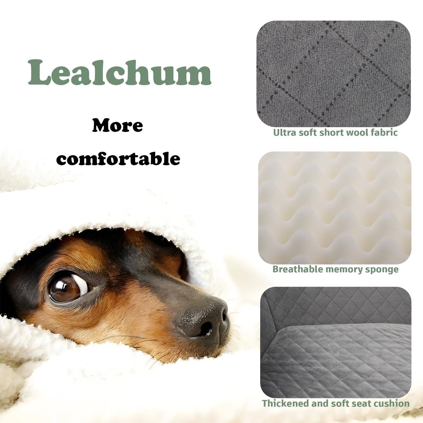 Lealchum Dog Car Seat Up to 55lb,2 Clip-On Safety Adjustable Leashs Car Dog Bed for 2 Small Dogs,Fully Detachable and Washable P