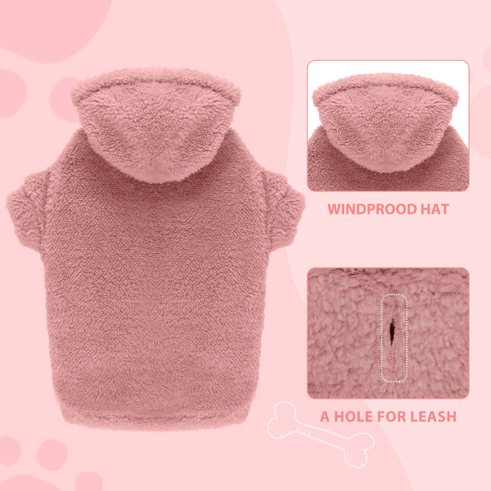 Fuzzy Dog Hoodie Dog Sweater Clothes Warm Soft Cozy Pet Coats Hooded Sweatshirt Fleece Medium Pet Hoodie Sweaters For Medium Dog