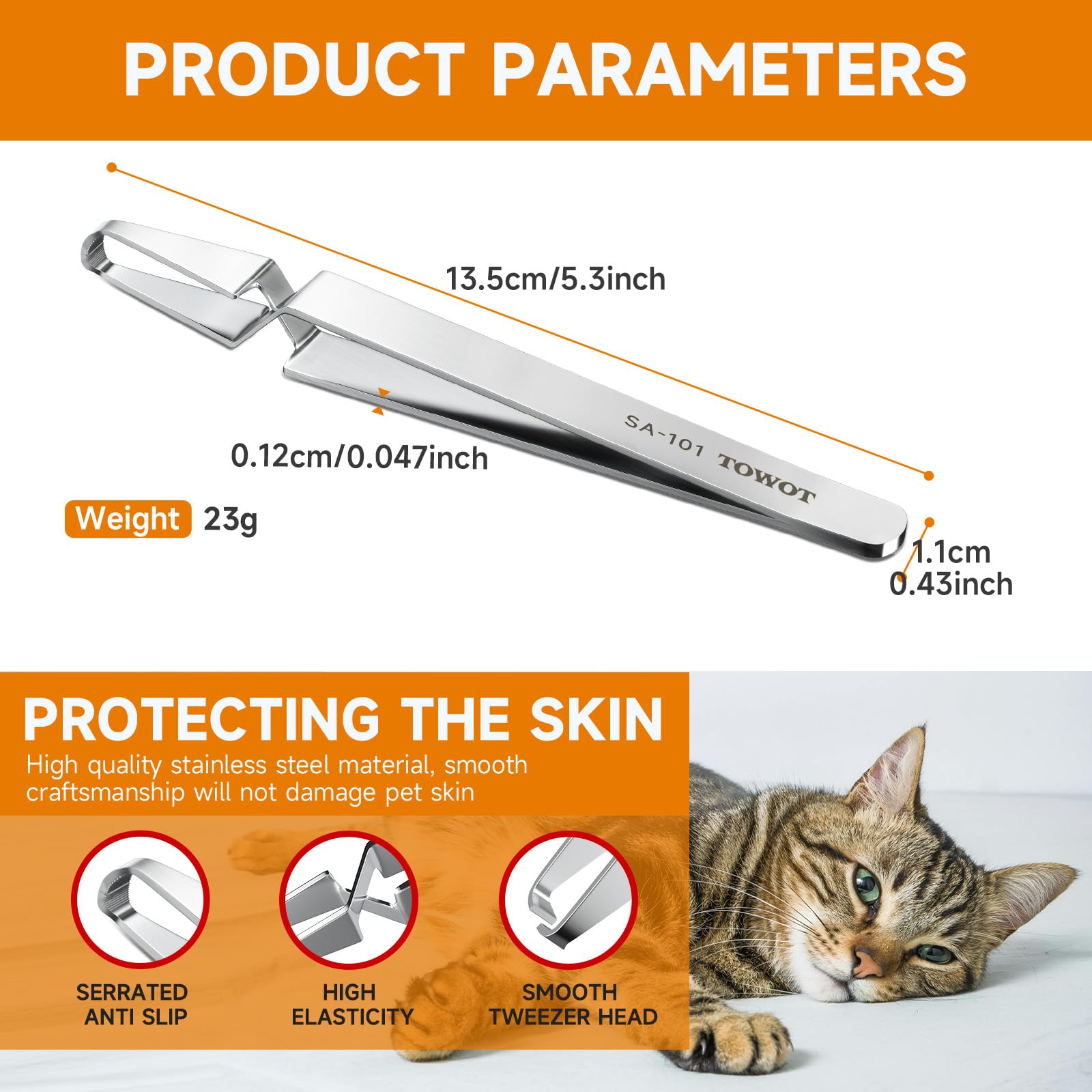Towot Tick Removal Tool- Stainless Steel Flea & Tick Tweezers For Dogs & Cats, And Humans, Effective Tick Control Puller & Fine