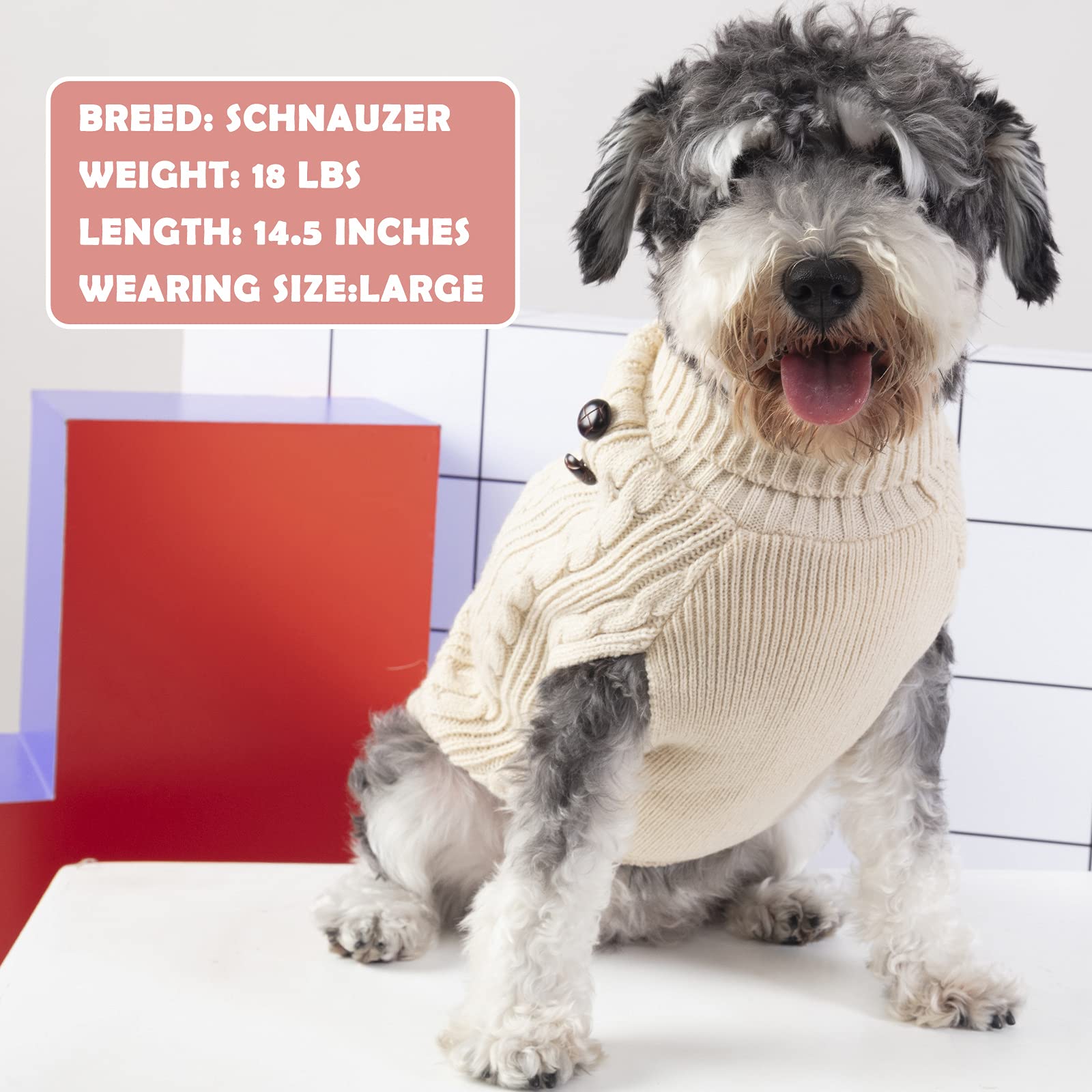 Kyeese Dog Sweater For Medium Dogs Beige With Leash Hole Dog Pullover Sweater Knitwear With Gingham Warm