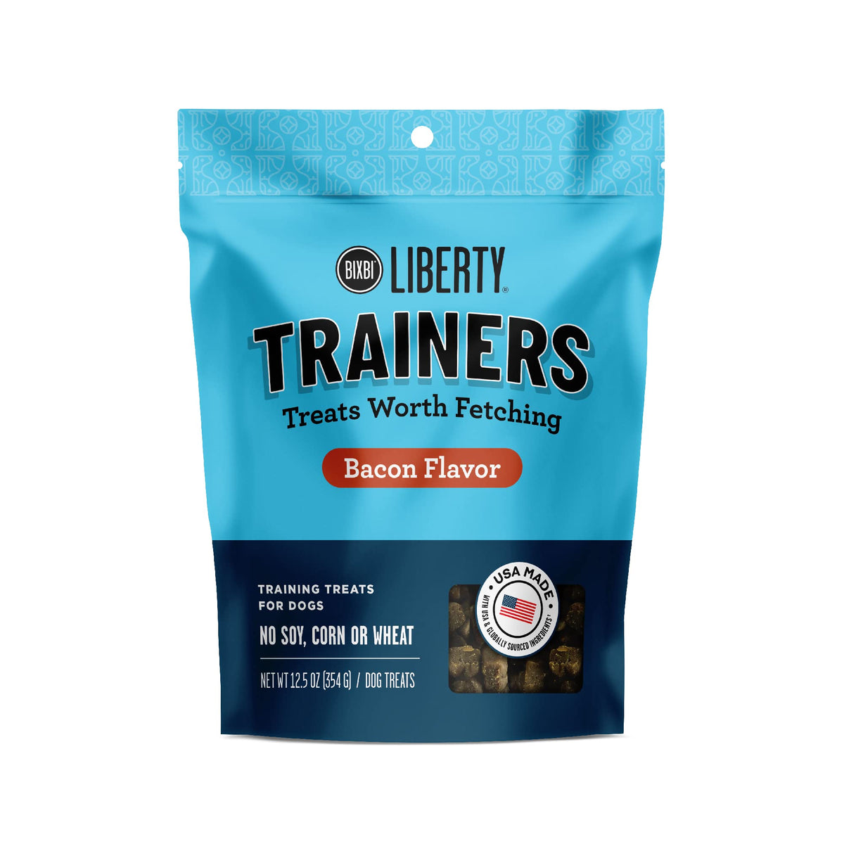 Bixbi Liberty Trainers, Bacon (12.5 Oz, 1 Pouch) - Small Training Treats For Dogs - Low Calorie And Grain Free Dog Treats, Flavorful Pocket Size Healthy And All Natural Dog Treats