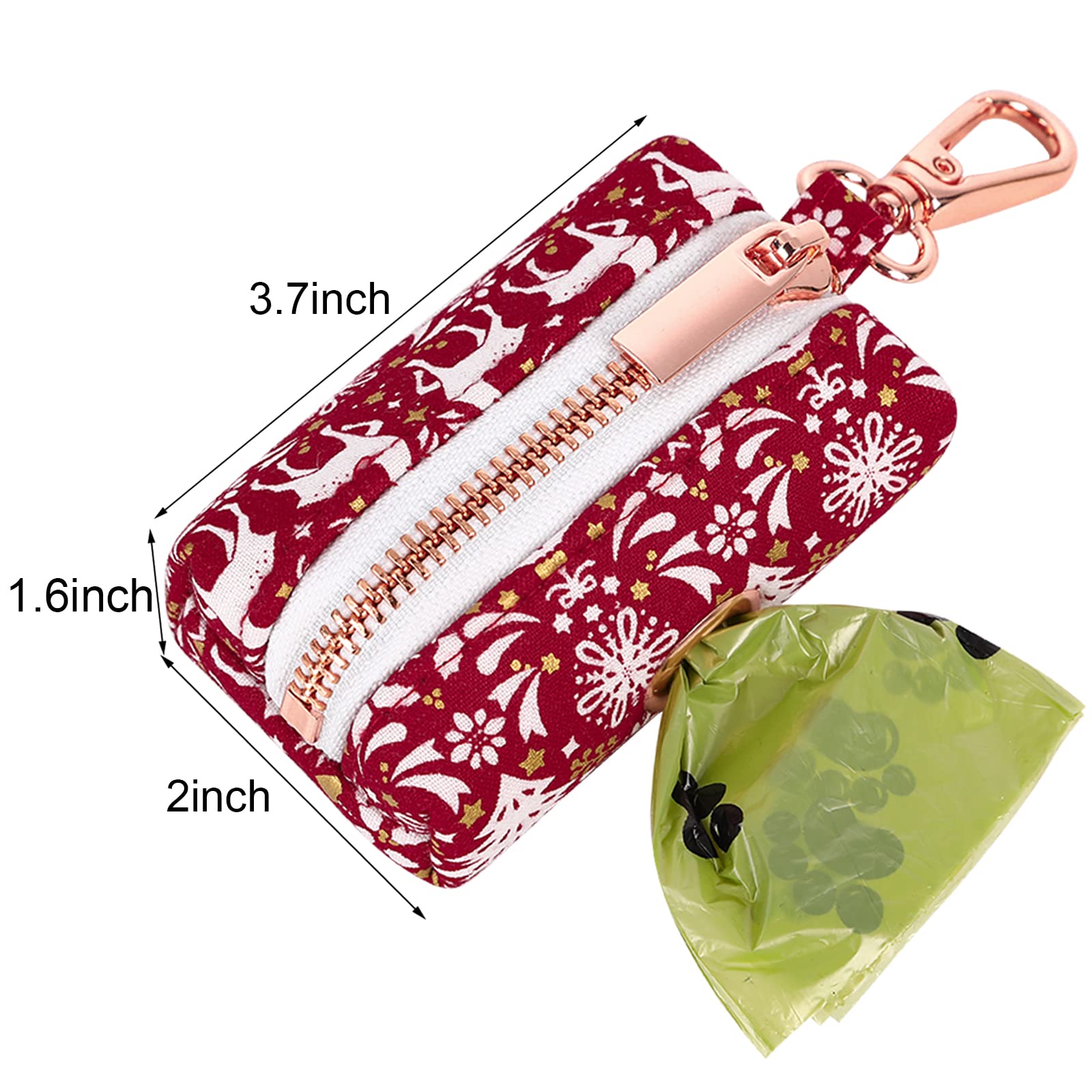 Aring Pet Dog Waste Bag Dispenser, Cotton Doggy Poop Bags Holders Attach To Any Leashes, Portable Washable Christmas Pet Waste P