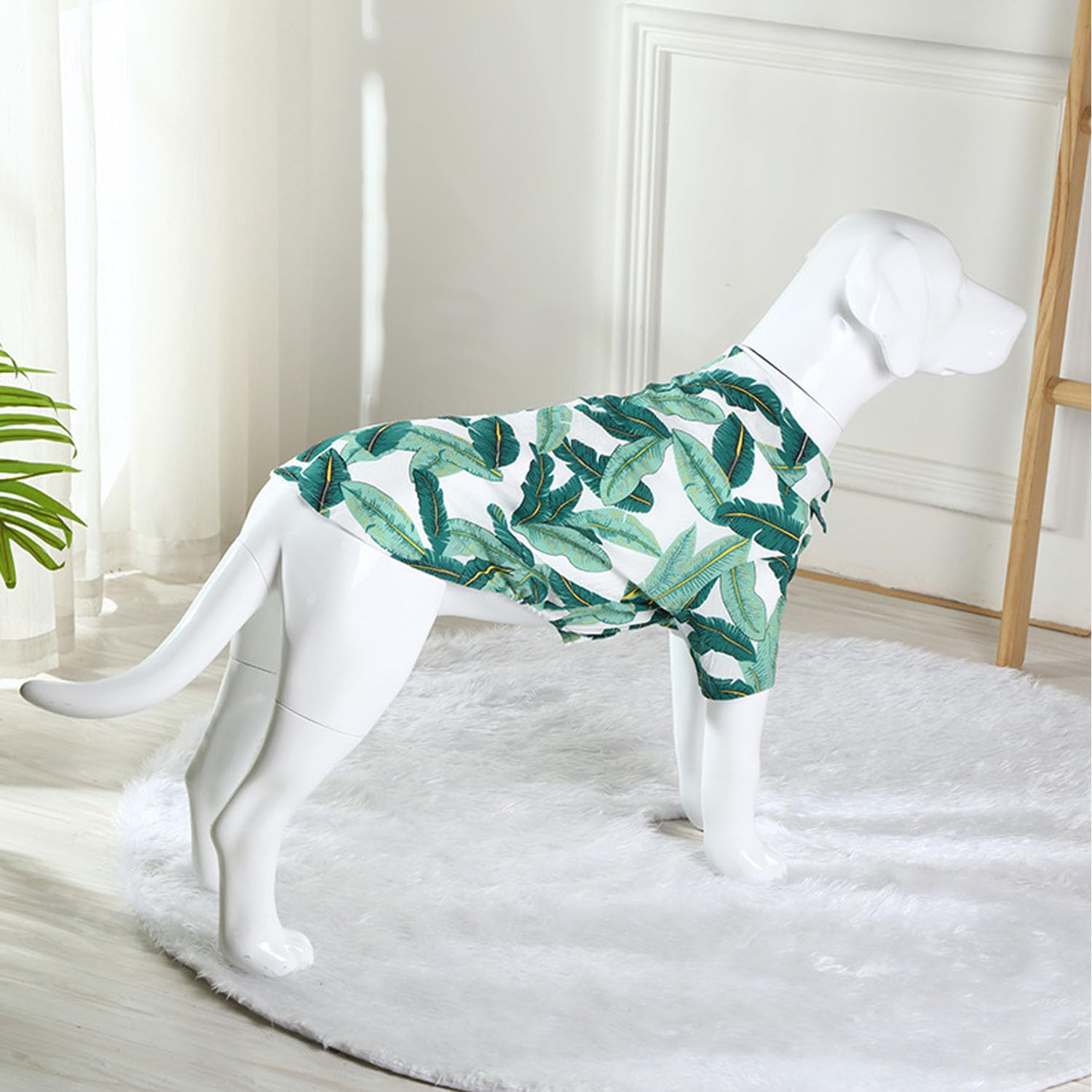 Harikaji Dog Hawaiian Shirt, Summer Pet Clothes Large Dog Cool Costume Beach T-Shirt For Medium Large Dog (Green Leaves,4Xl)
