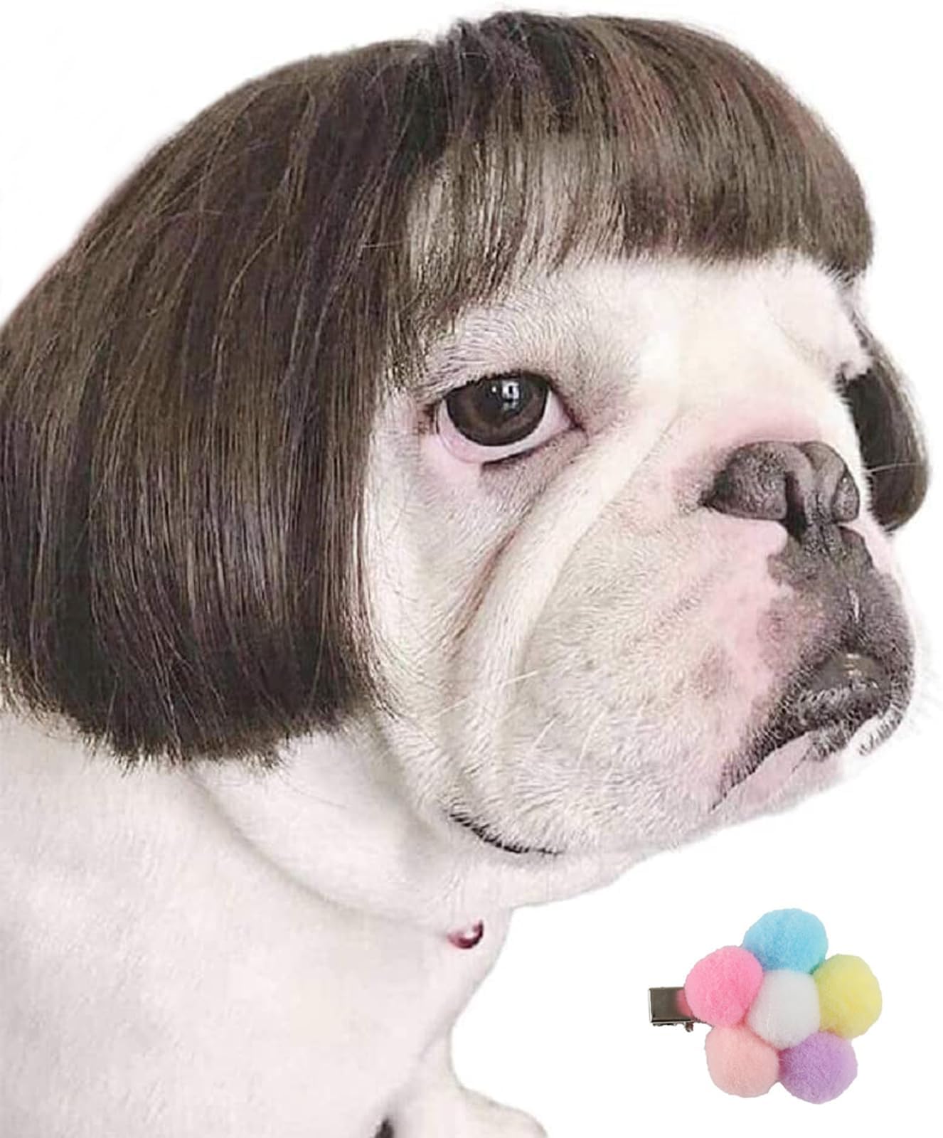 Funny Dog Wig For Small Medium Large Dogs With Free Head Flower, Trimmable Pet Costume Cat Cosplay Decoration For Halloween, Christmas, Parties