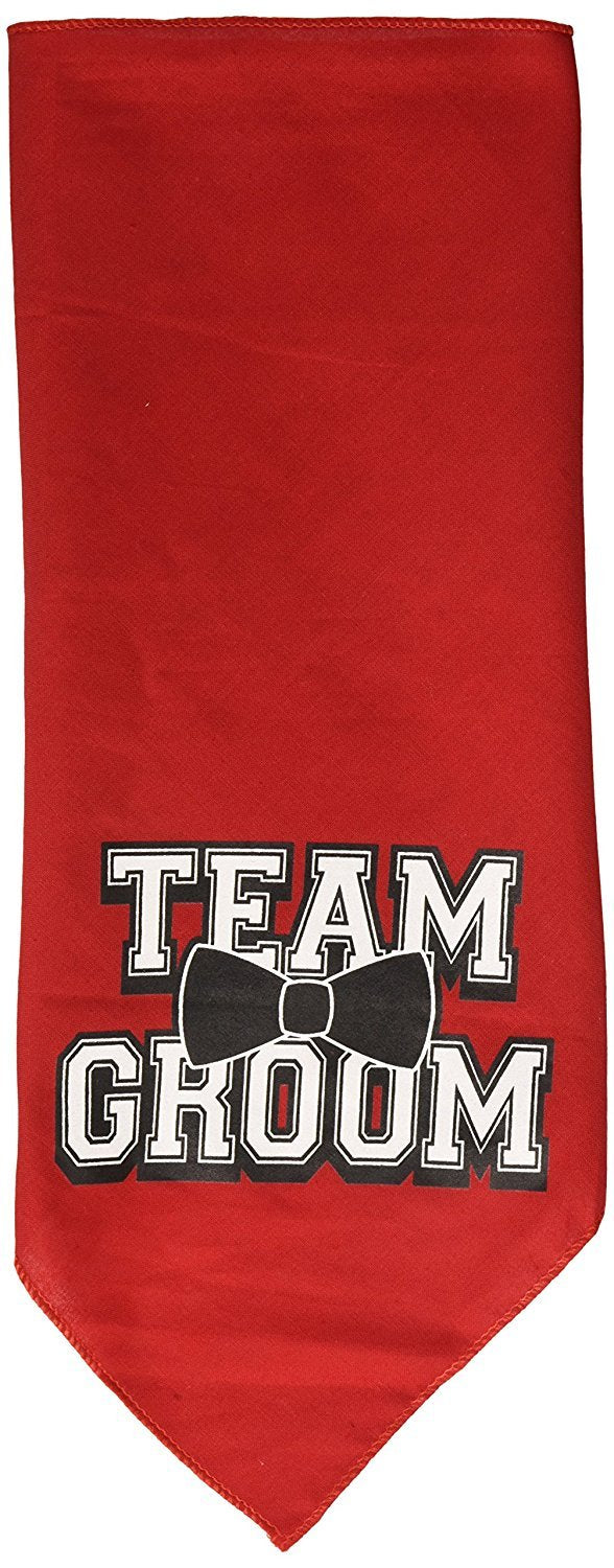Pet and Dog Bandana Screen Printed, &quot;Team Groom&quot; Red Large