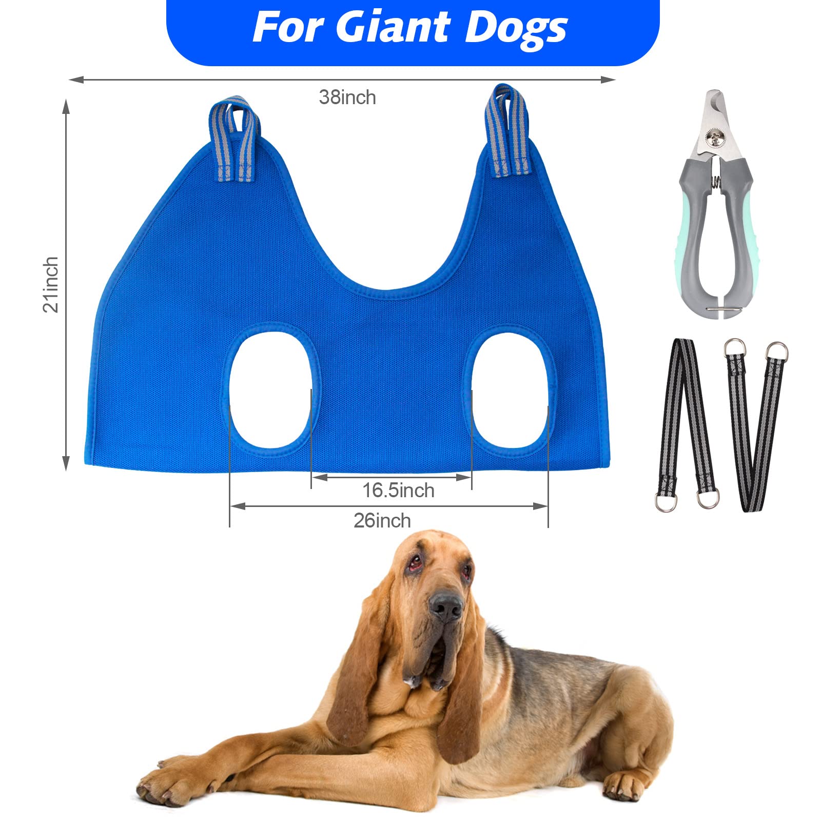 Ateson Pet Grooming Hammock For Xxl Large Dogs With Nail Clippers/Nail Trimmers/Grooming Scissors, Dog Grooming Harness For Nail