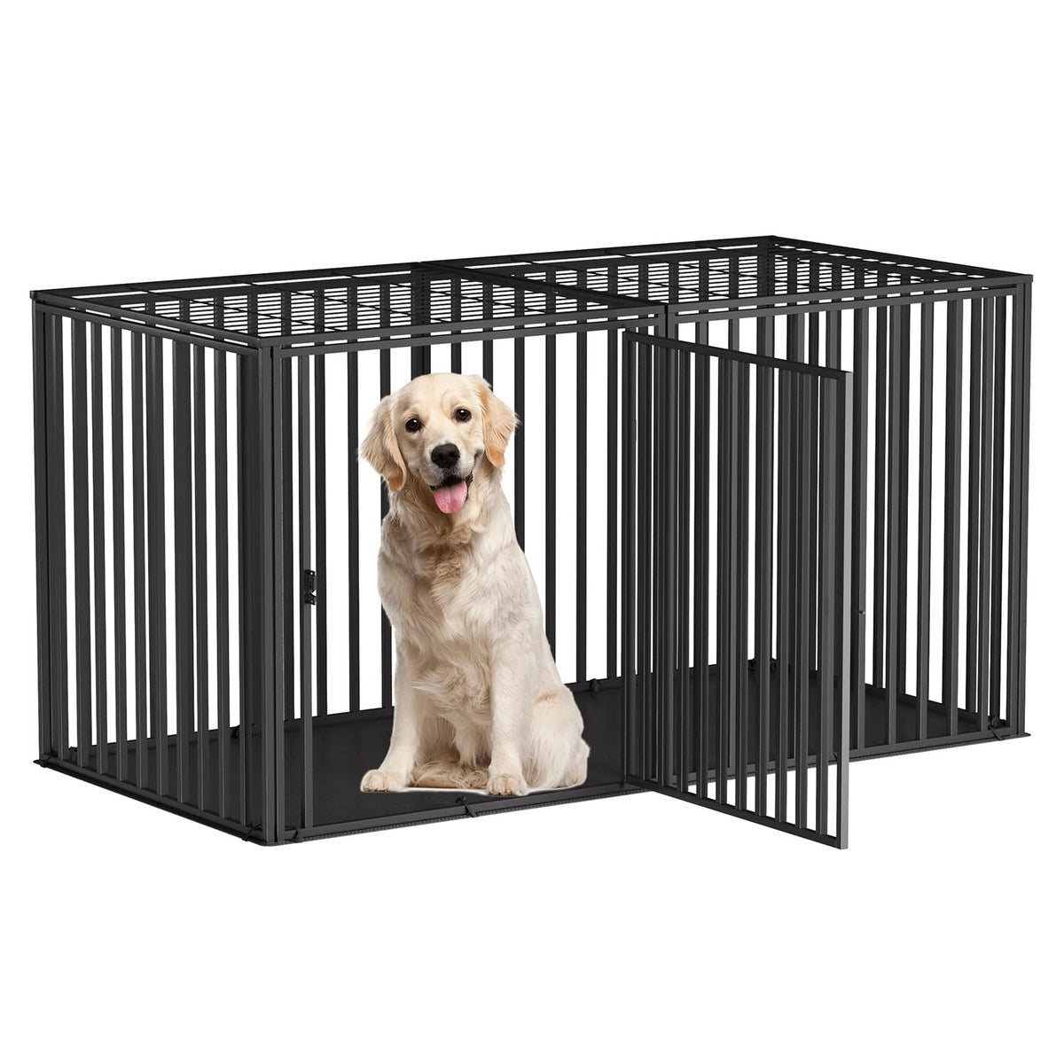 Luriva 63'' L X 35'' H Super Large Steel Tube Dog Crate With Mat Base, Heavy Anti-Bite, Dog Crates For Large Dogs, Big Dog Cage,
