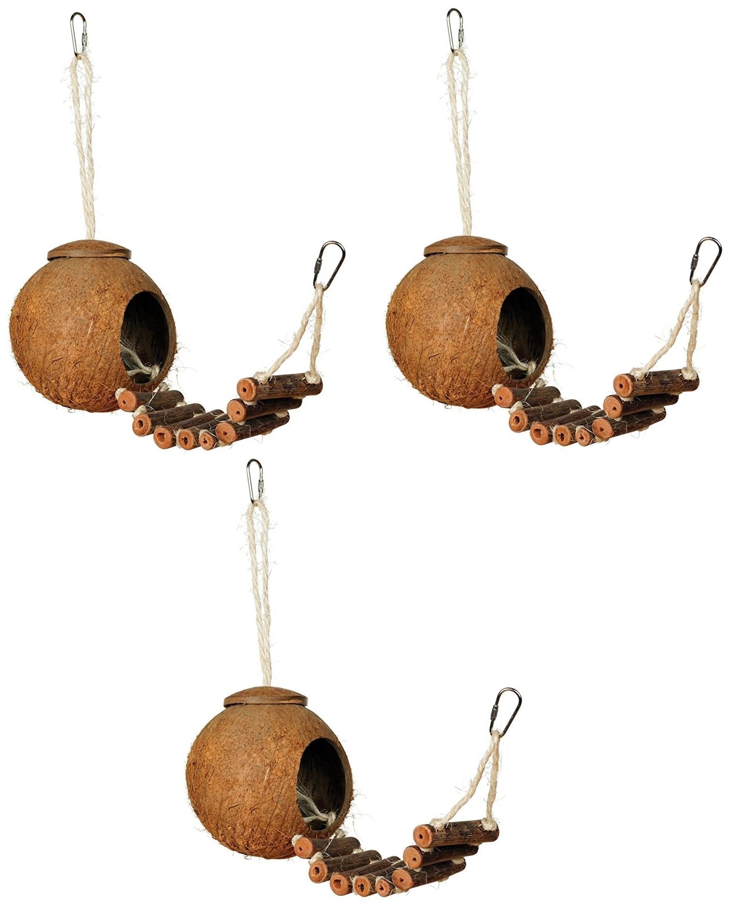 Prevue Hendryx 62801 Naturals Coco Hideaway With Ladder Bird Toy (3 Pack)