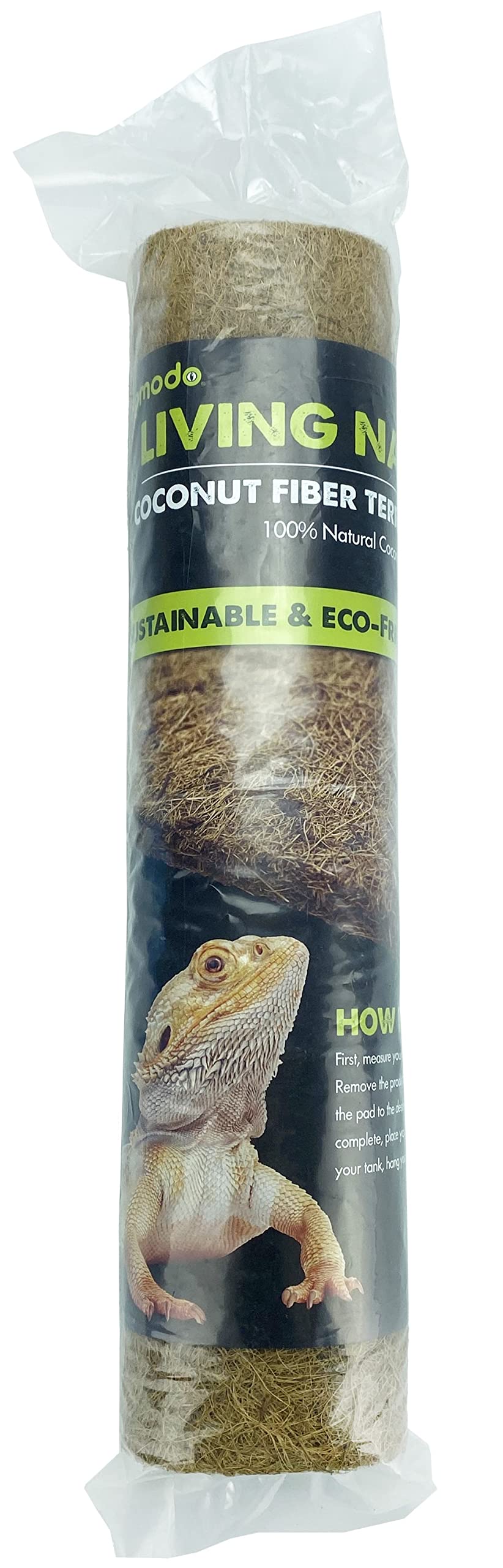 Komodo Fiber Pad | 100% Natural Coconut Fiber Reptile Terrarium Liner | Washable And Reusable| Non-Toxic With No Harmful Chemicals | Fits Up To 18' By 36' Tank