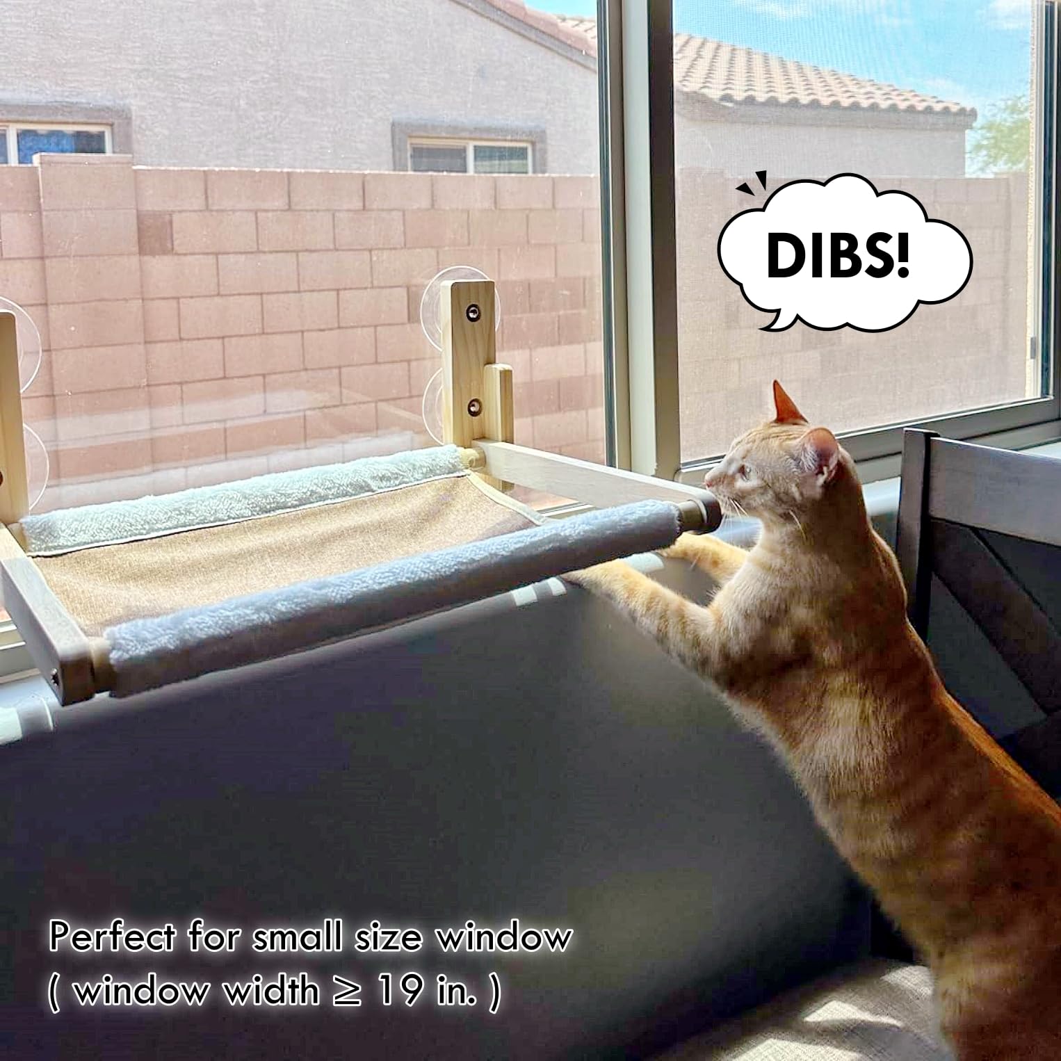 Funeetop Foldable Cat Window Perch, 16.5'X12' Hammock For Small Windows, 35 Lbs Weight Limit, Pine Wood Material