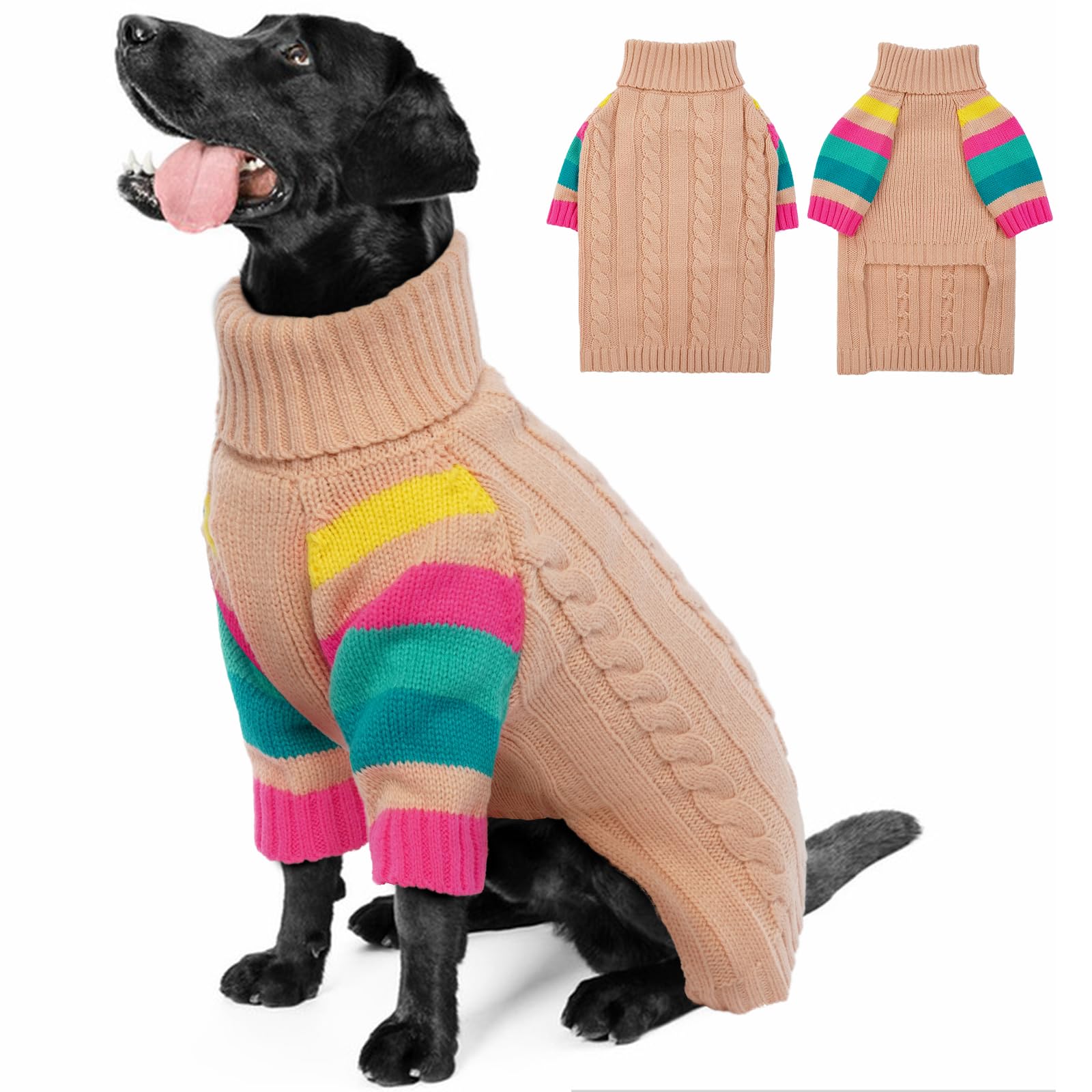 Ouobob Xlarge Dog Sweaters Male Female, Large Dog Sweater Turtleneck Stretchy, Xl Dogs Sweaters For Winter Spring Autumn Christm