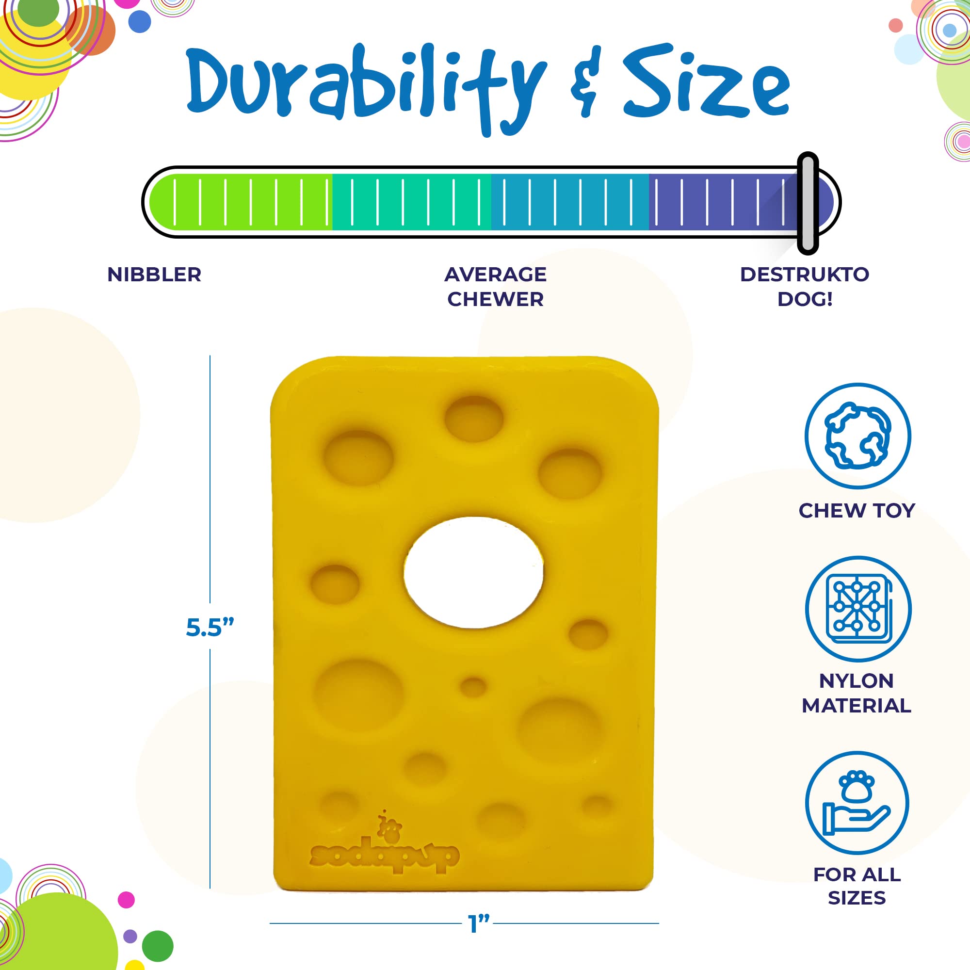 SP Swiss Cheese Wedge Durable Nylon Dog Chew Toy for Aggressive Chewers