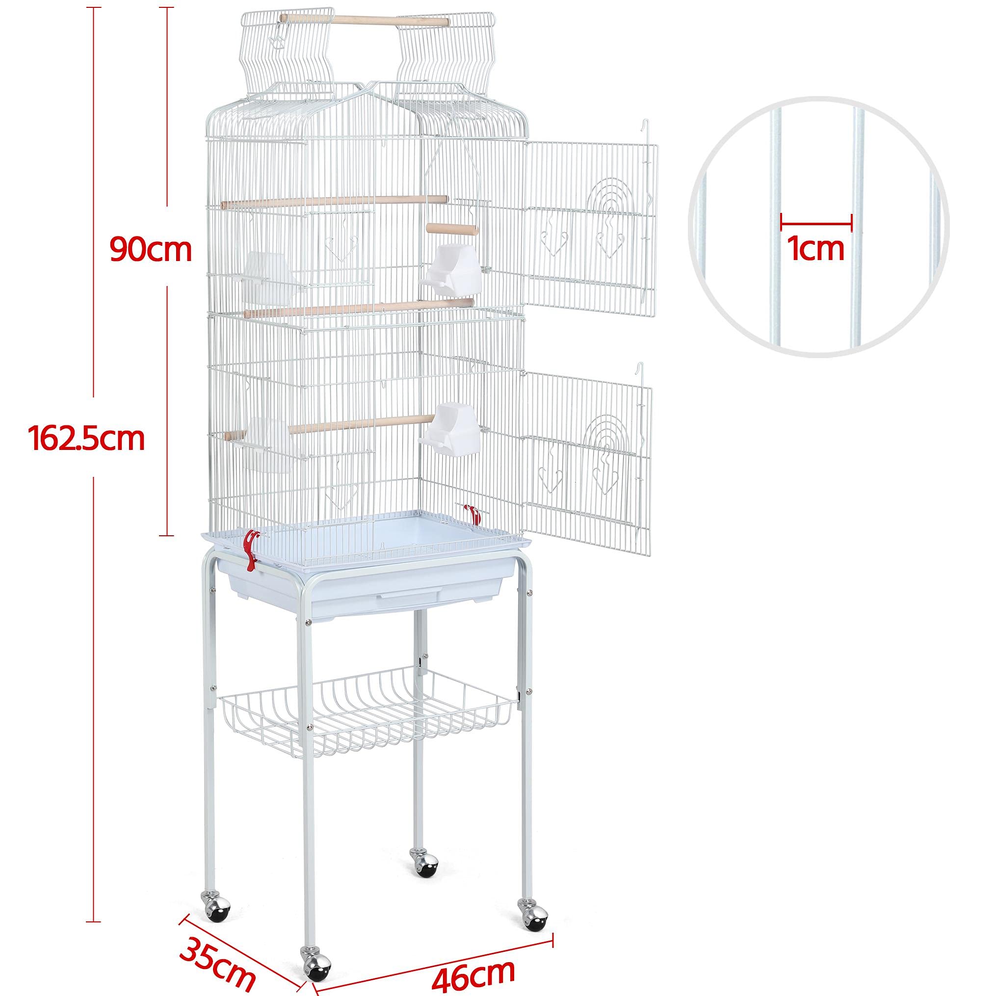 Yaheetech 64-Inch Open Play Top Bird Cages For Parakeets Cockatiels Finches Lovebirds Canaries Conures Budgies Parrot Birdcage W/Detachable Rolling Stand, White