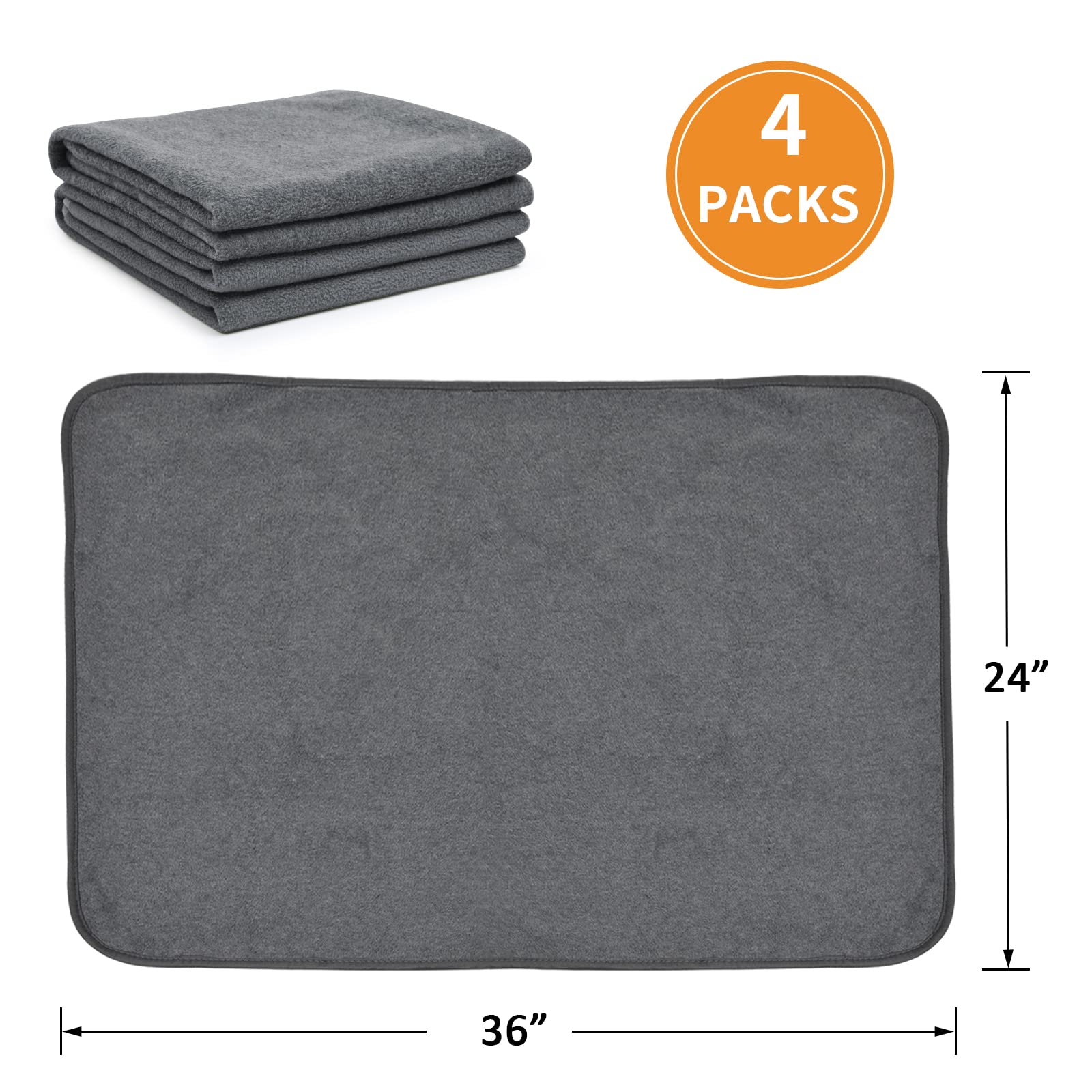 Washable Pee Pads For Dogs, 24X36 4 Pack Reusable Whelping Pads, Absorb Dog Mats Non-Slip Puppy Training Pads For Whelping, Pott