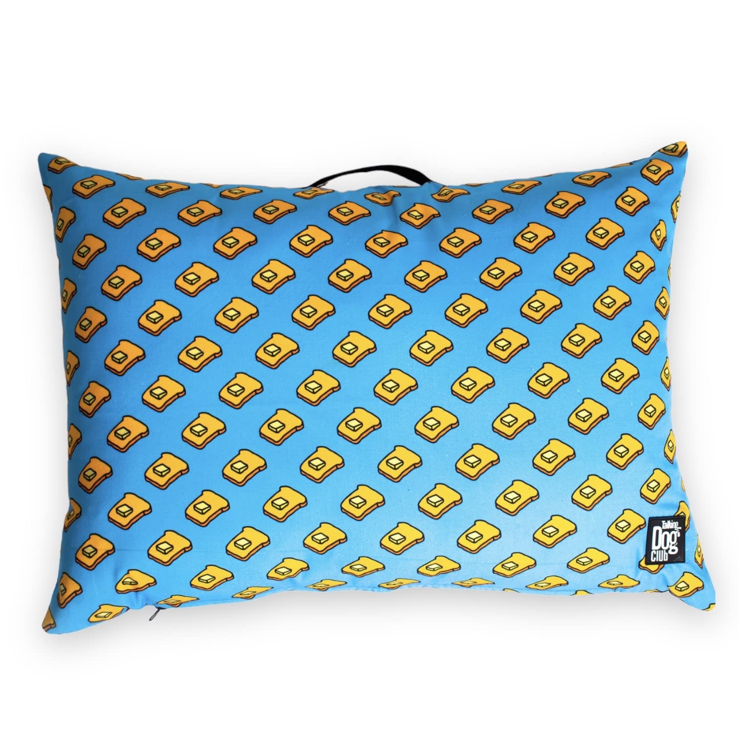 Talking Dog Club Washable, Canvas, Fluffy Pillow Bed with Removable Cover for Dogs & Cats, Bread Butter
