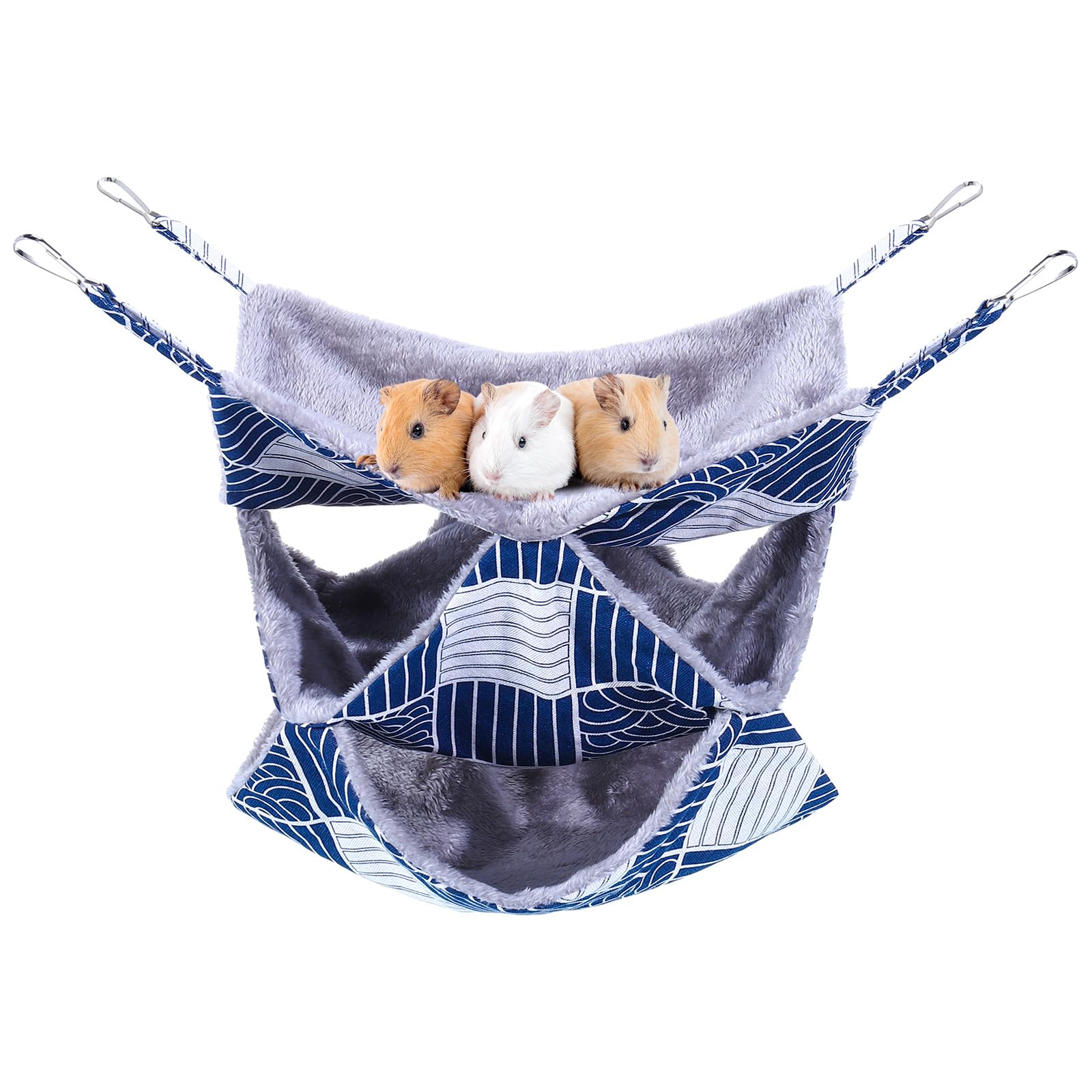 Xinrui 3 Tier Guinea Pig Cage Accessories,Ferret Rat Hammock, 13.7X13.7 Inches,Pet Cage Hanging Bunkbed Hammock For Small Animal