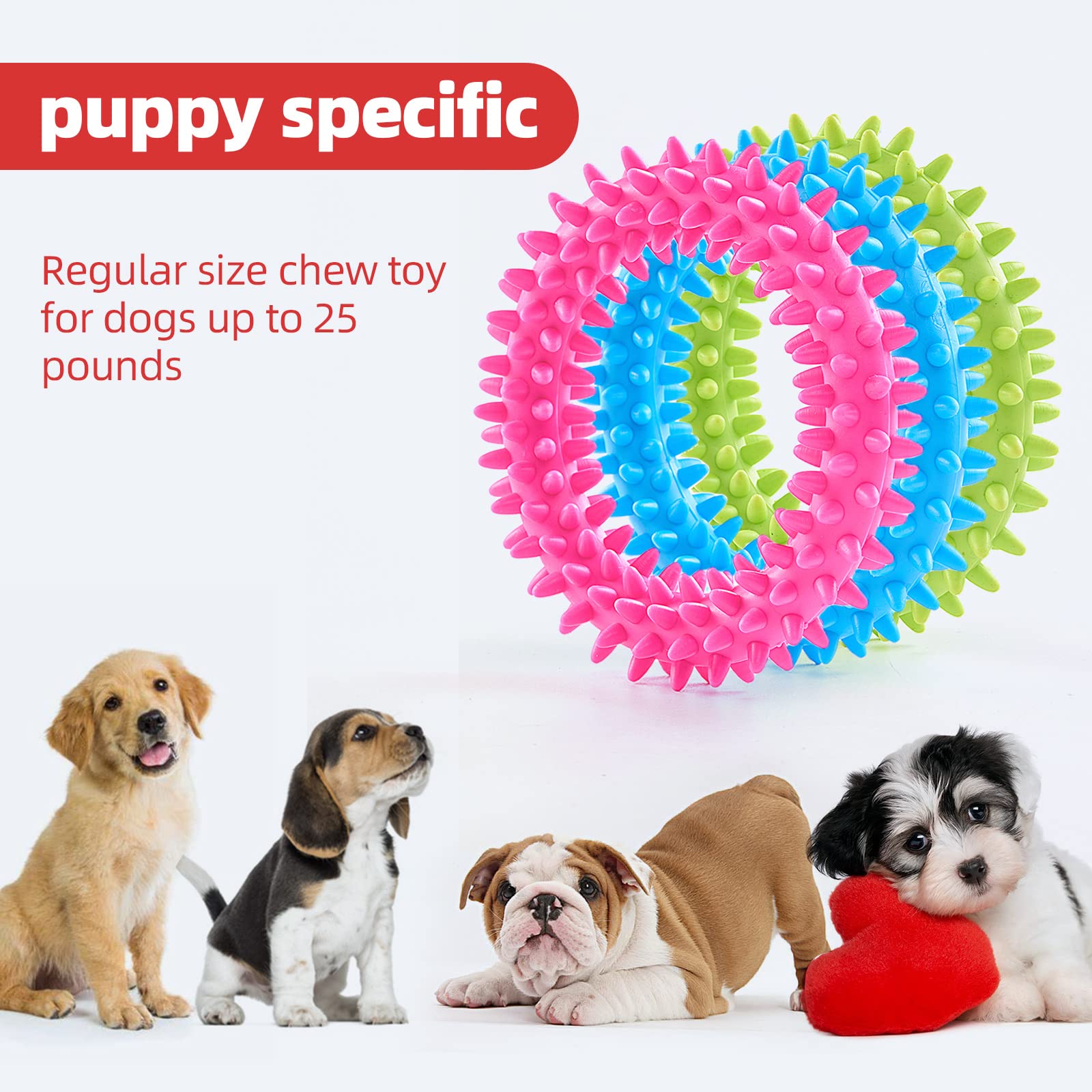 Hurray 3 Pack Puppy Teething Chew Toys for Relieve Itching and Clean Teeth - Dog Toys for Small Dogs, Puppies Dog Teething Toys