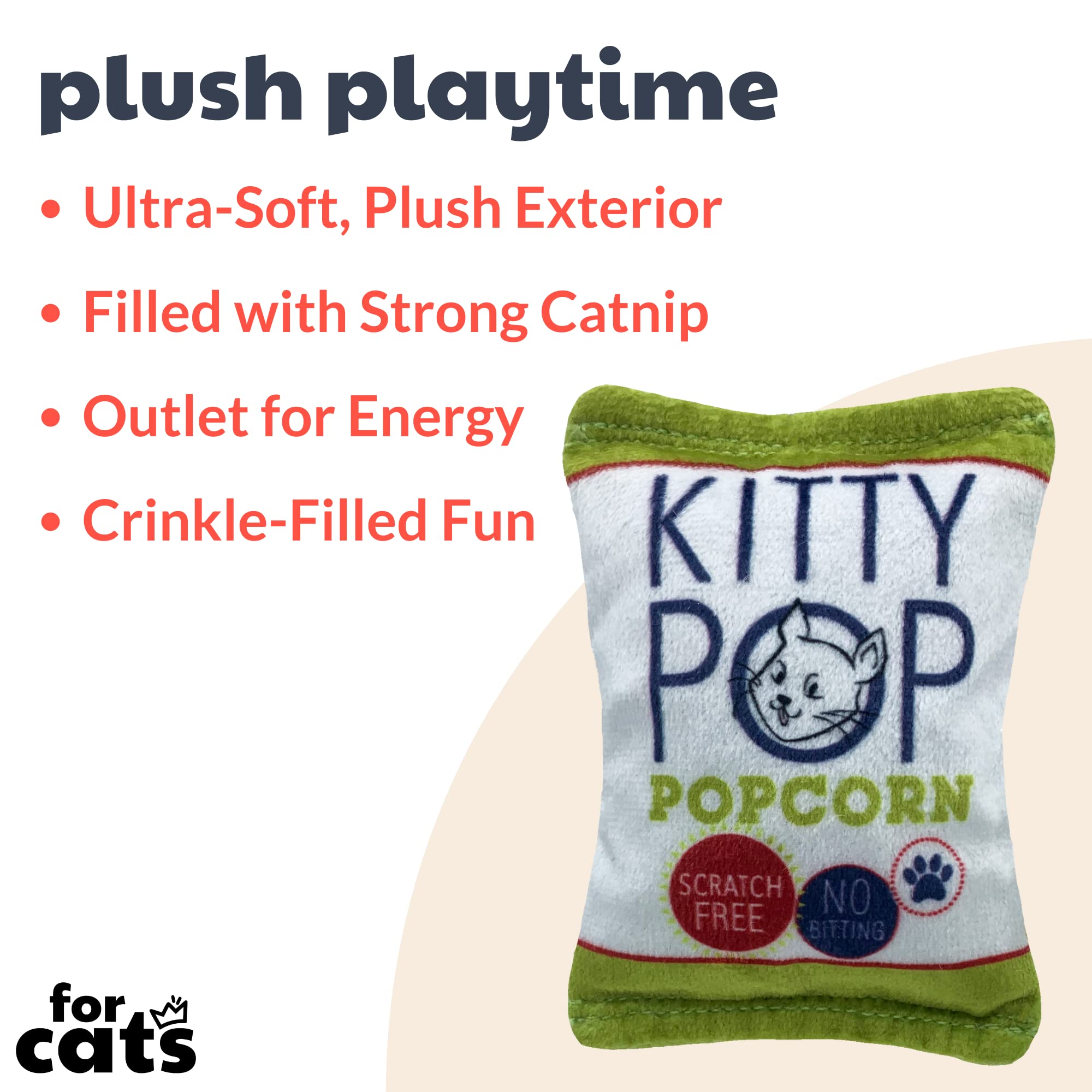 Huxley & Kent Plush Cat Toy - Kitty Pop - Snack Attack Strong Catnip Filled - Plush Interactive Kitten And Cat Toy With Catnip A