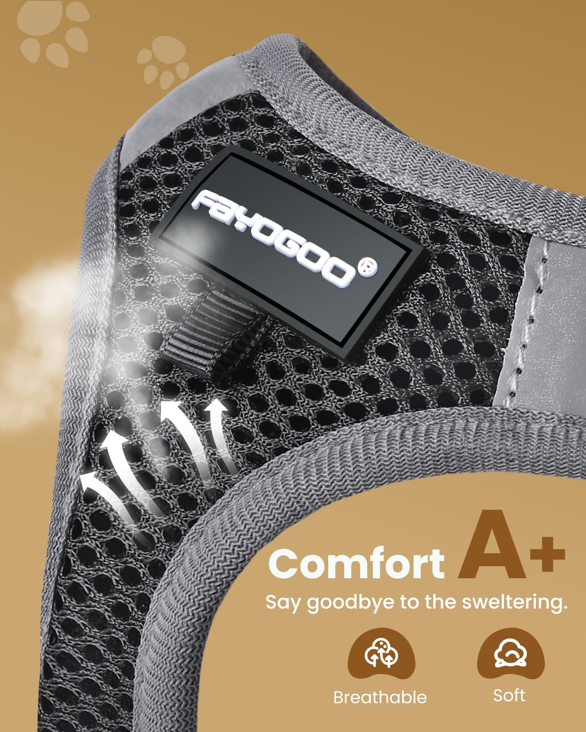 Fayogoo Cat Harness And Leash Set, Escape Proof, Adjustable, Small/Large, Lightweight, Soft Vest, Black