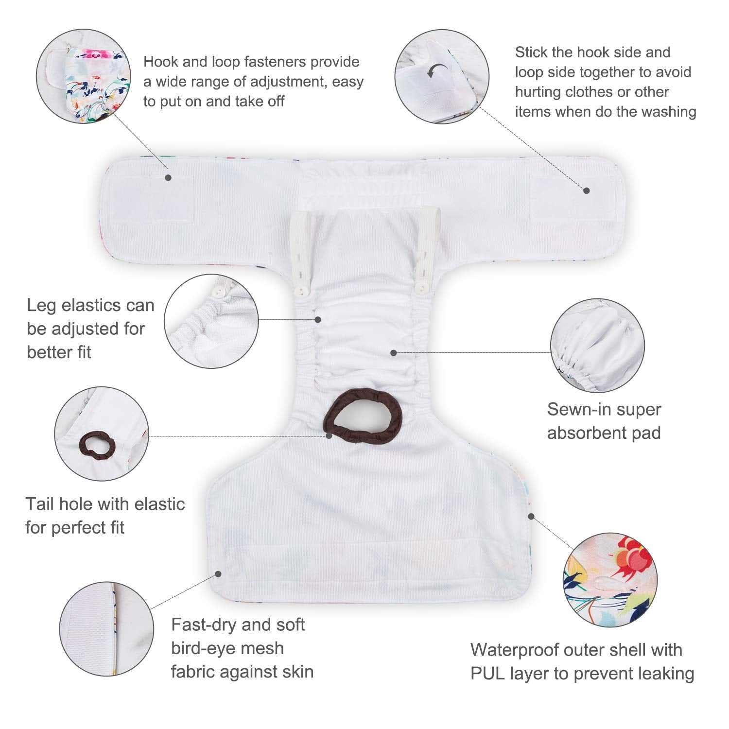 Cutebone Reusable Halloween Dog Diapers Female 3 Pack Washable Puppy Pants For Doggie Heat Period D41L