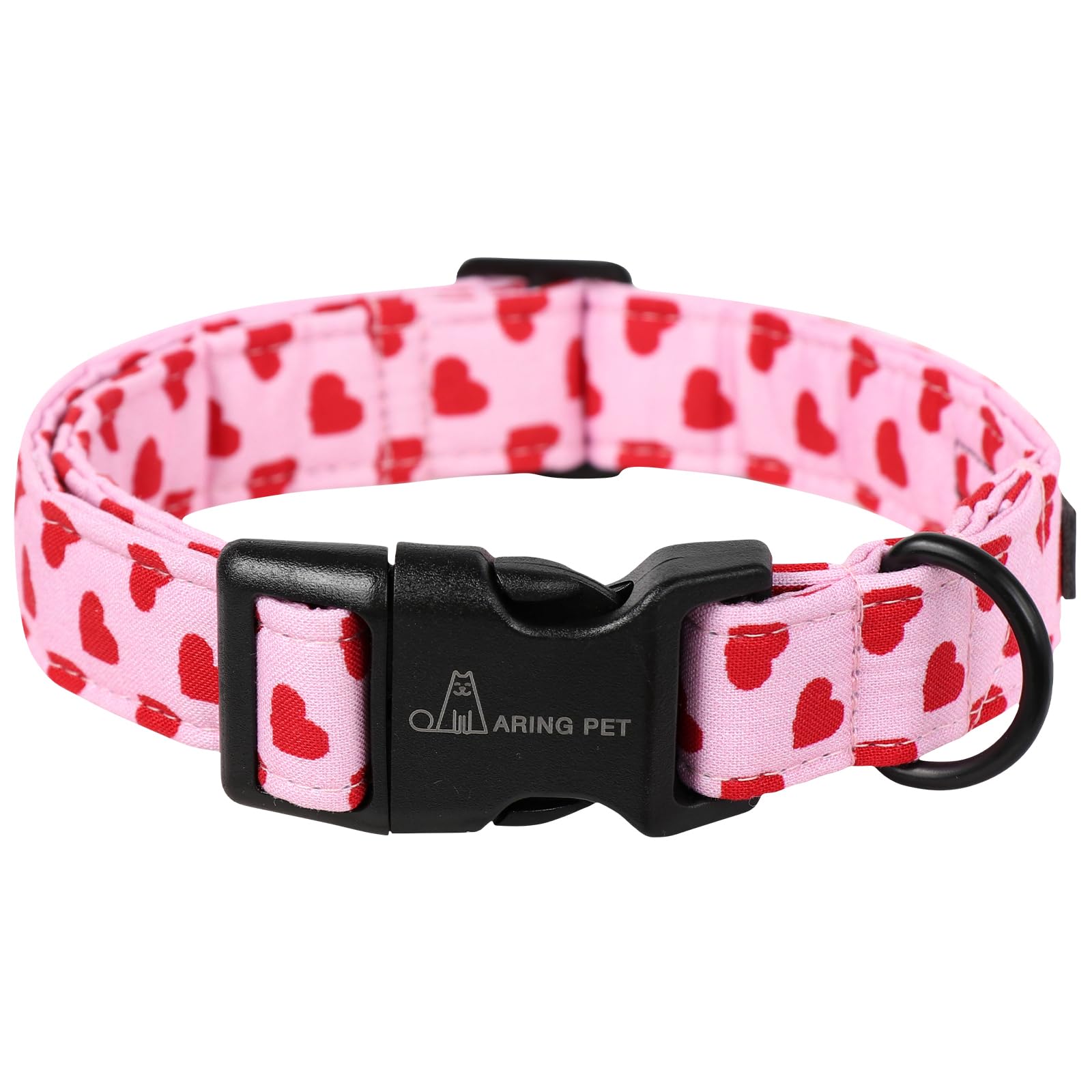 Aring Pet Valentine'S Day Dog Collar-Cute Cotton Heart Dog Collars, Adjustable Valentine Pink Heart Pet Collars Girl Puppy Colla