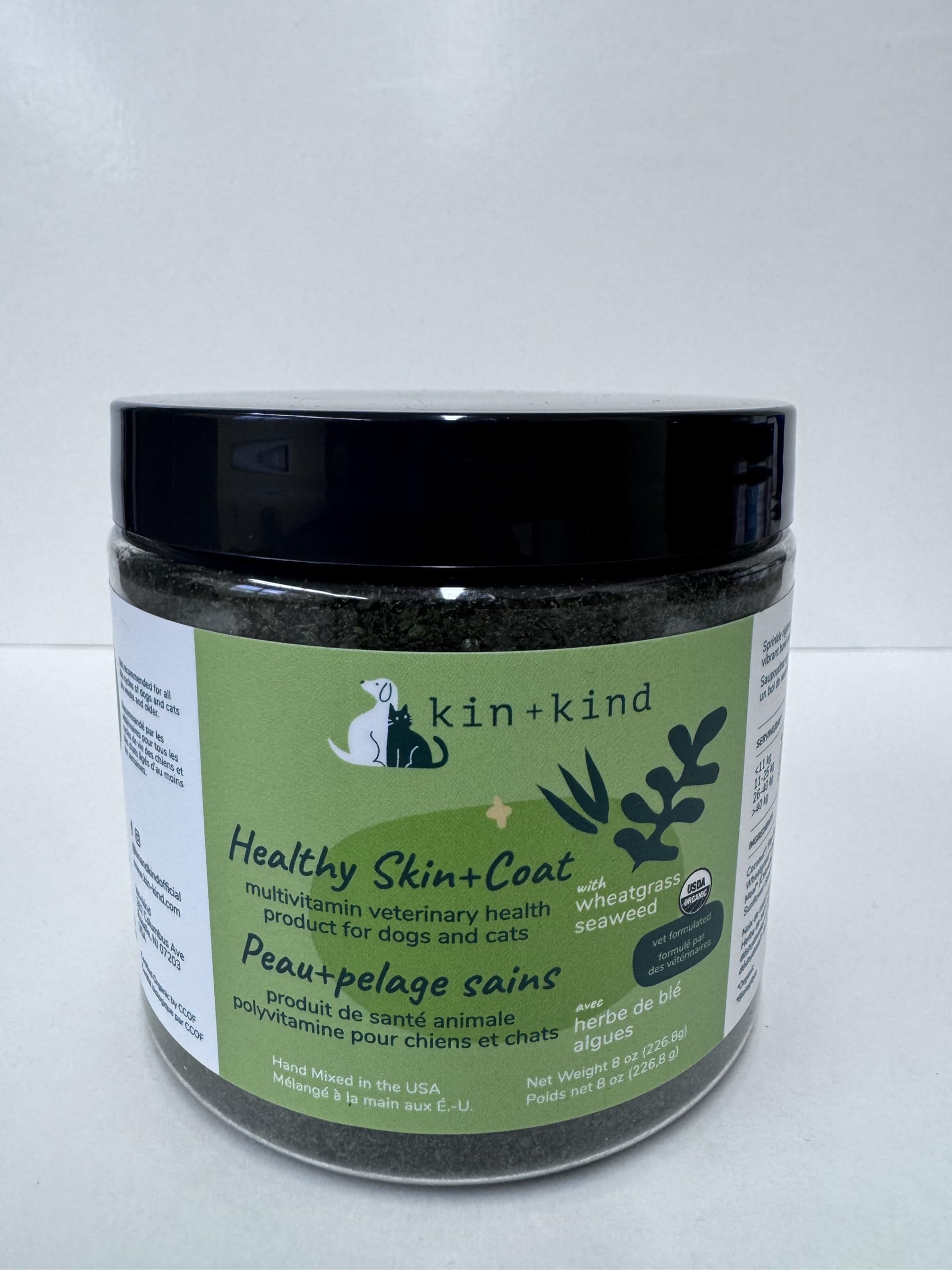 kin+kind Organic Multivitamin for Dogs & Cats - Pet Supplement for Healthy Skin and Coat - Safe, Natural Formula with Wheatgrass