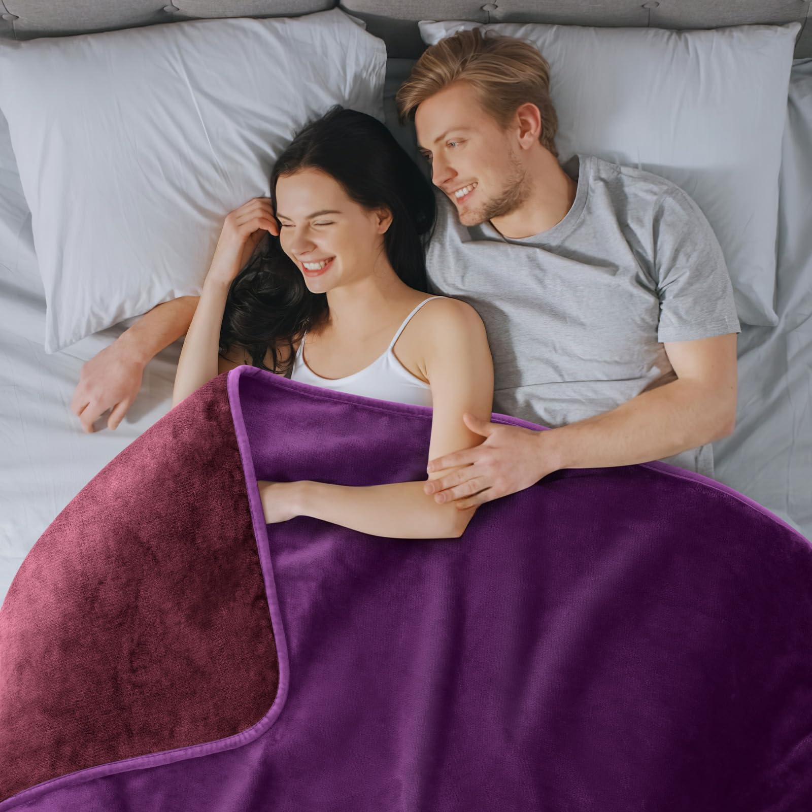 Loobani Waterproof Blanket For Bed: Reversible Flannel Love Blanket For Couch, Couples Blankets Large Size 60'' X 80'' Washable,