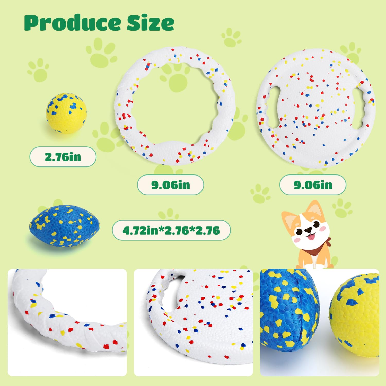 Nobleza Indestructible Fly Disc Ball Toy Set For Dog Pet, 2025 New Poncorn E-Tpu Durable Puppy Fetch Outdoor Interactive Toy For