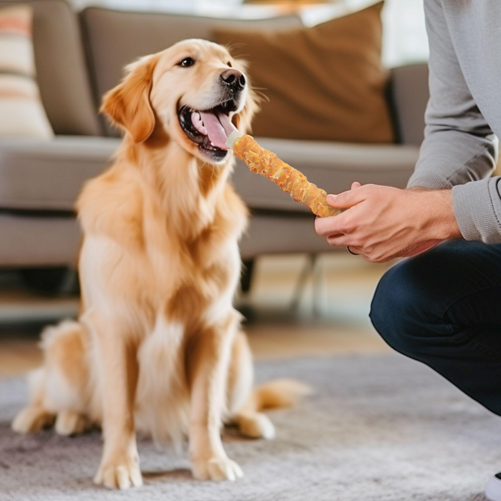 MON2SUN Dog Treats, 9 Inch Chicken Wrapped Rawhide Rolls Snacks, Teeth Cleaning and Long Lasting Chews for Medium and Large Dogs