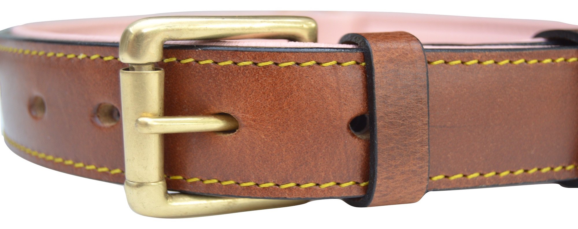 Soft Touch Collars Leather Padded Dog Collar, Medium, Brown/Light Pink, Model Sof-7539, Genuine Leather