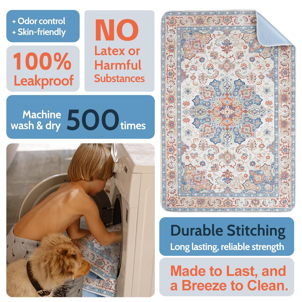Washable Pee Pads for Dogs 2 Pack Reusable Puppy Training Pads 40 x26  Super Absorbent Waterproof Dog Training Pads, Non-Slip Po