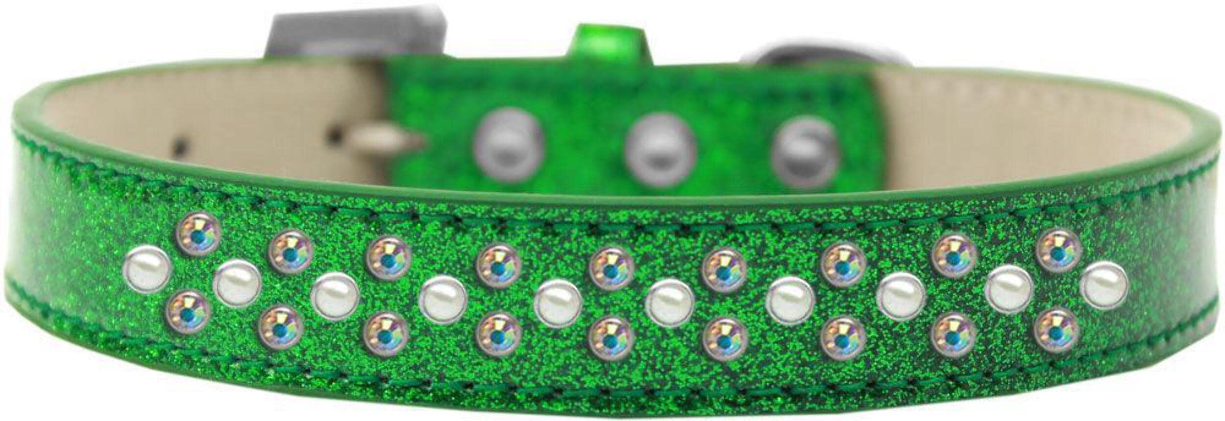 Mirage Pet Products Sprinkles Ice Cream Dog Collar with Pearl and AB Crystals, Size 16, Gold